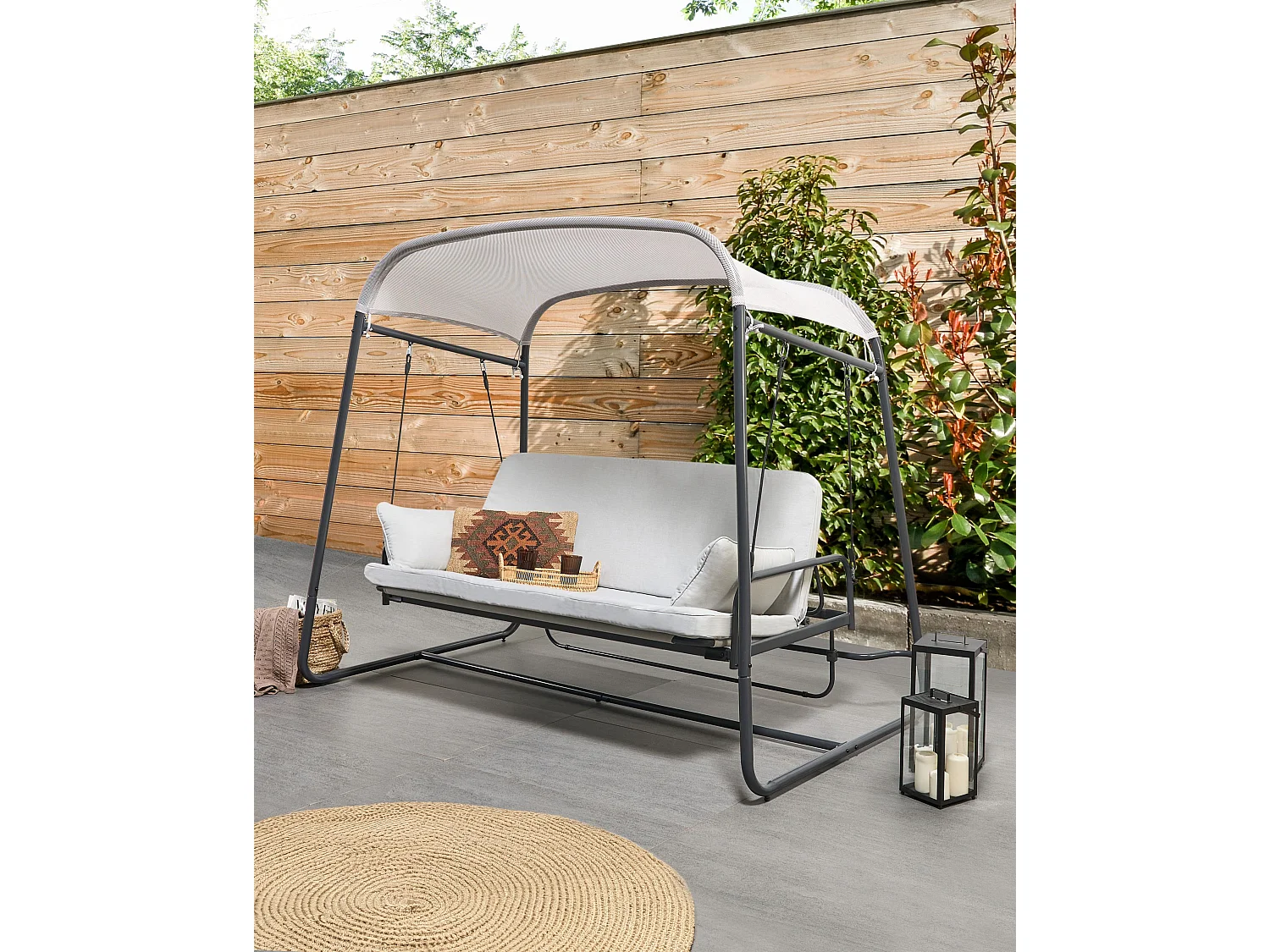 Balancelle de jardin MARSCIANO Métal Gris clair