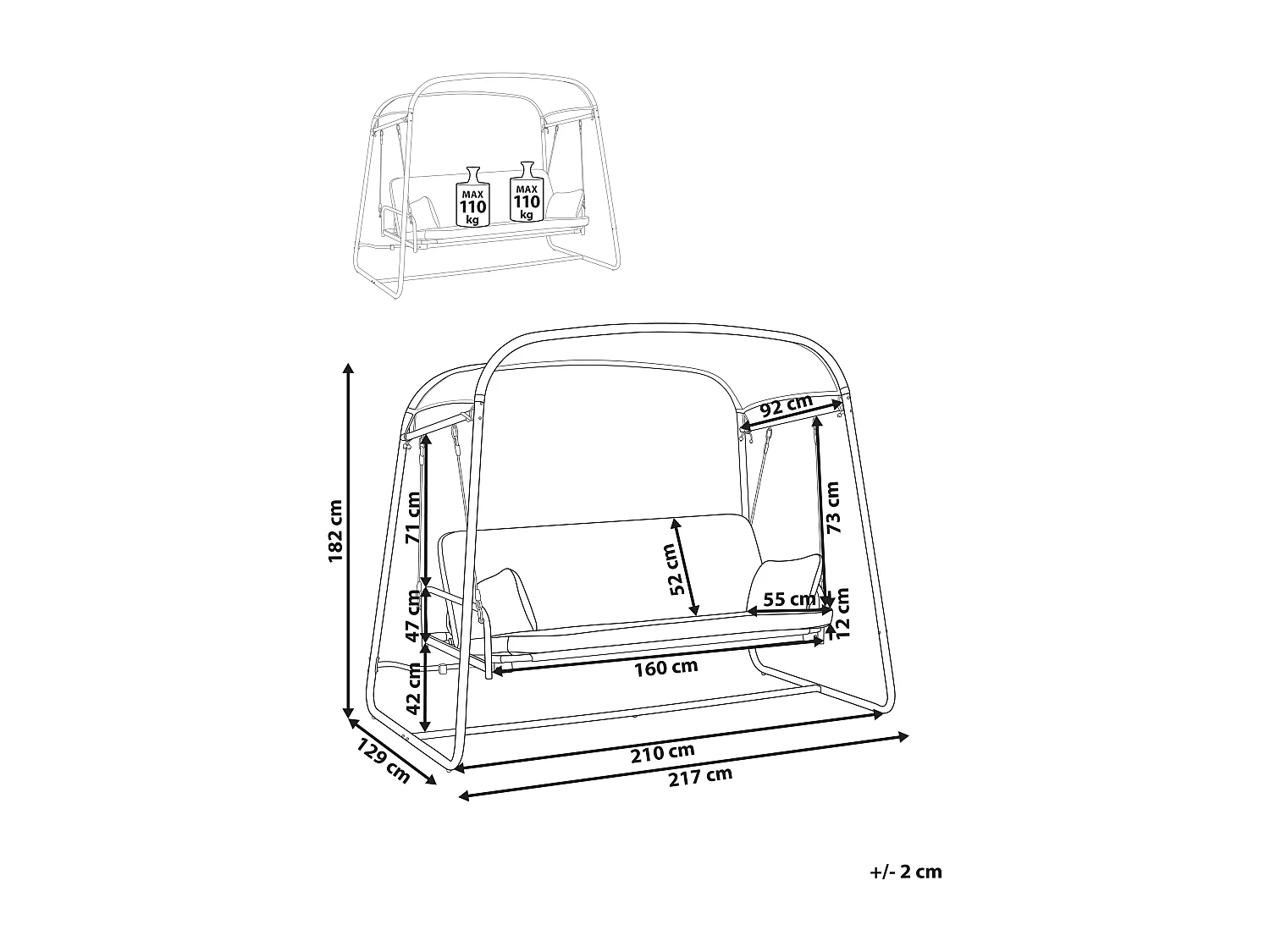 Dondolo da giardino MARSCIANO Metallo Grigio chiaro