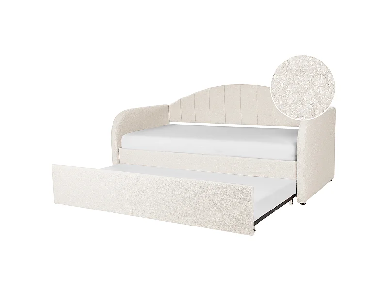 Letto estraibile Bouclé EYBURIE 90 x 200 cm Beige chiaro