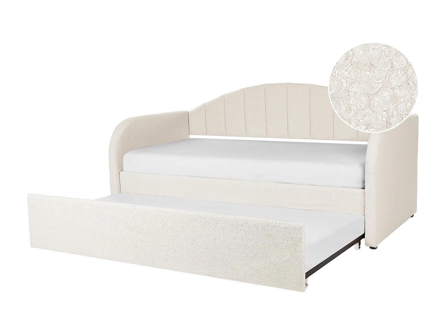 Lit gigogne Bouclé EYBURIE 90 x 200 cm Beige clair