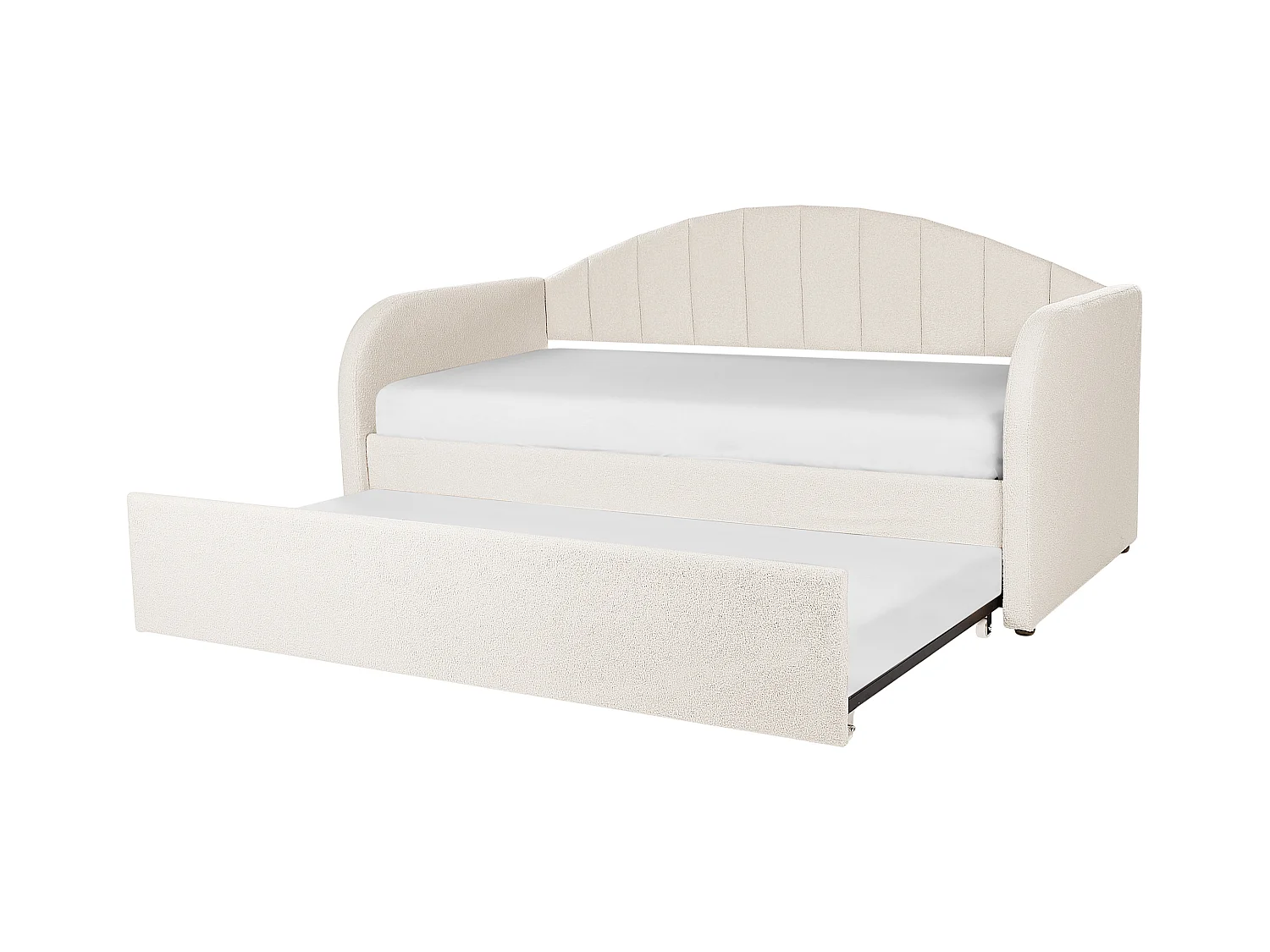 Lit gigogne Bouclé EYBURIE 90 x 200 cm Beige clair