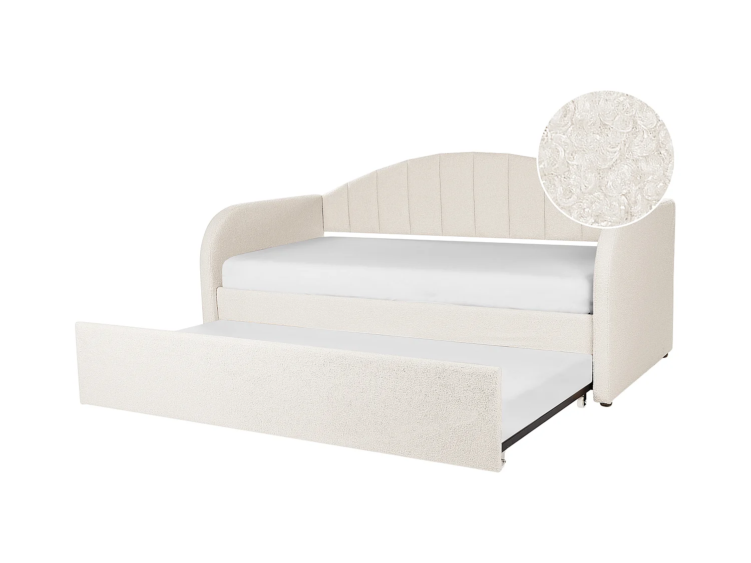 Lit gigogne Bouclé EYBURIE 90 x 200 cm Beige clair