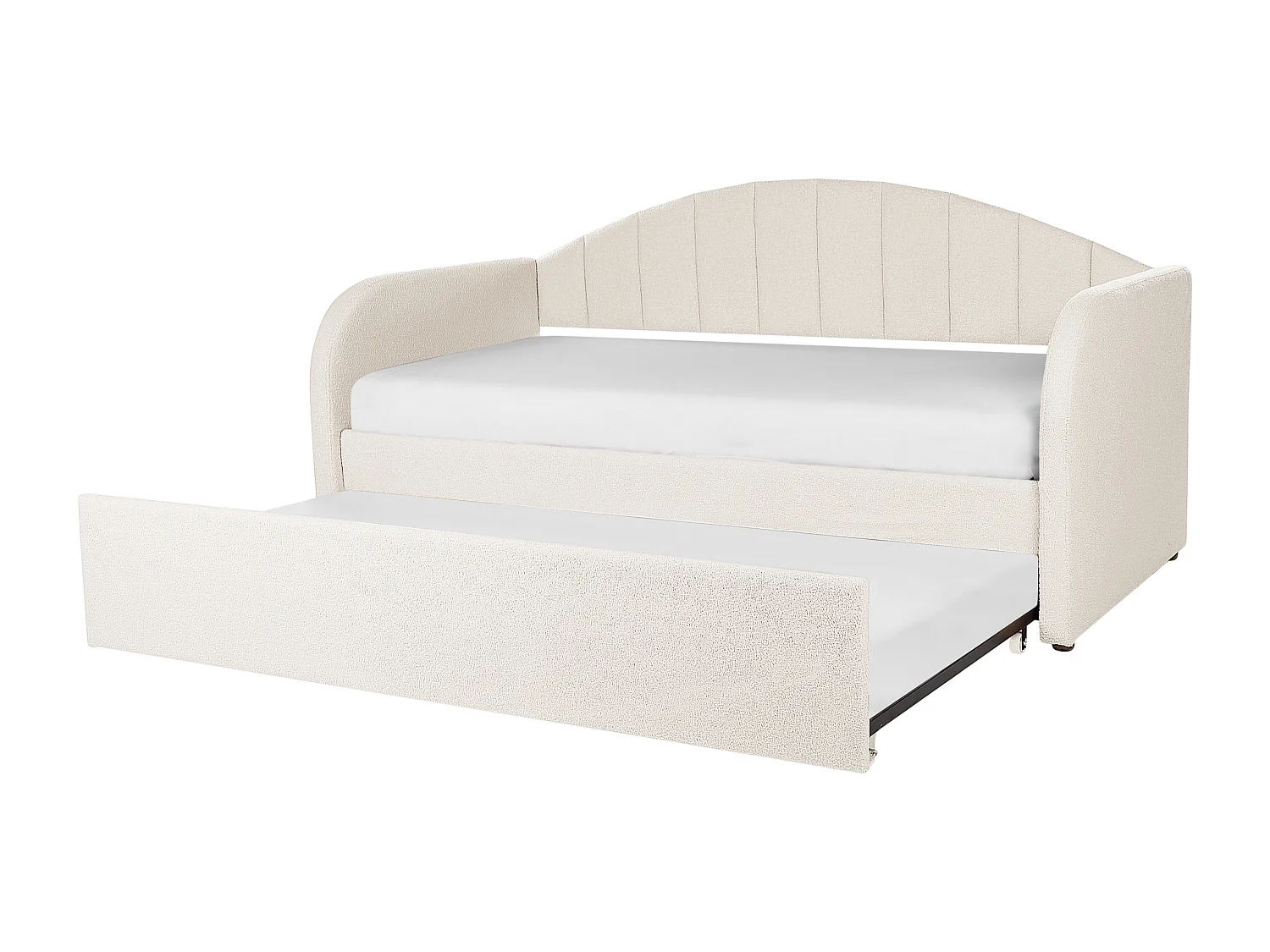 Lit gigogne Bouclé EYBURIE 90 x 200 cm Beige clair