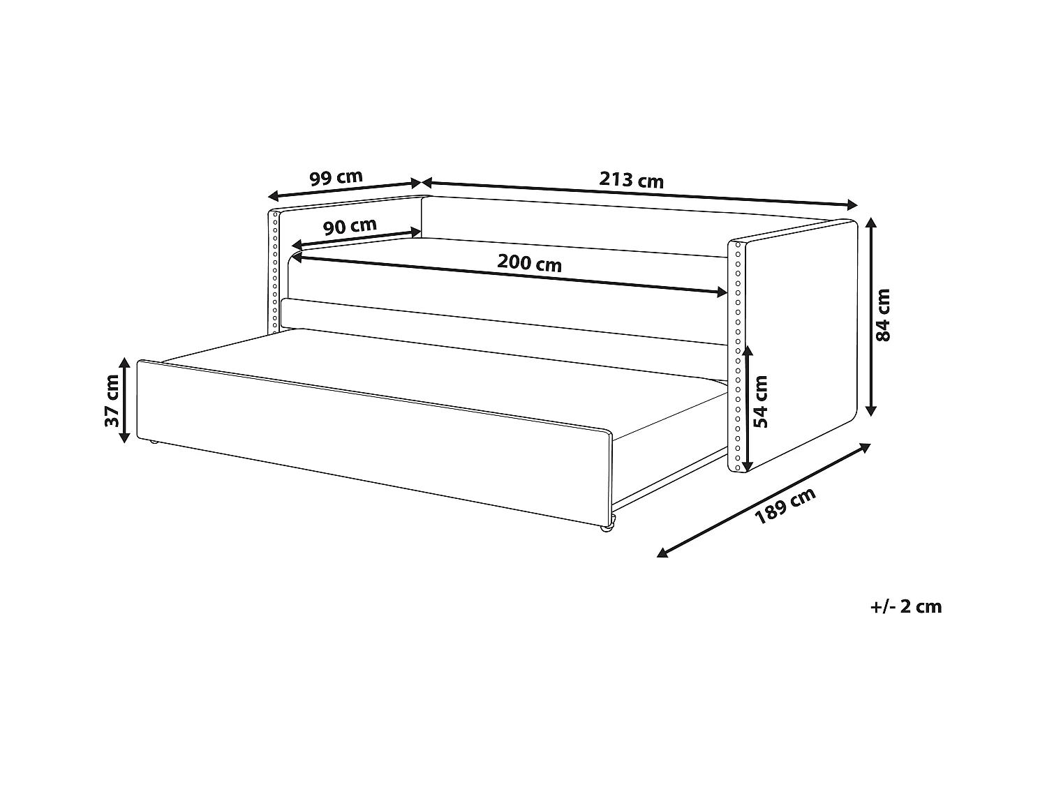 Ausziehbett Bouclé TROYES 90 x 200 cm Pfirsichrosa