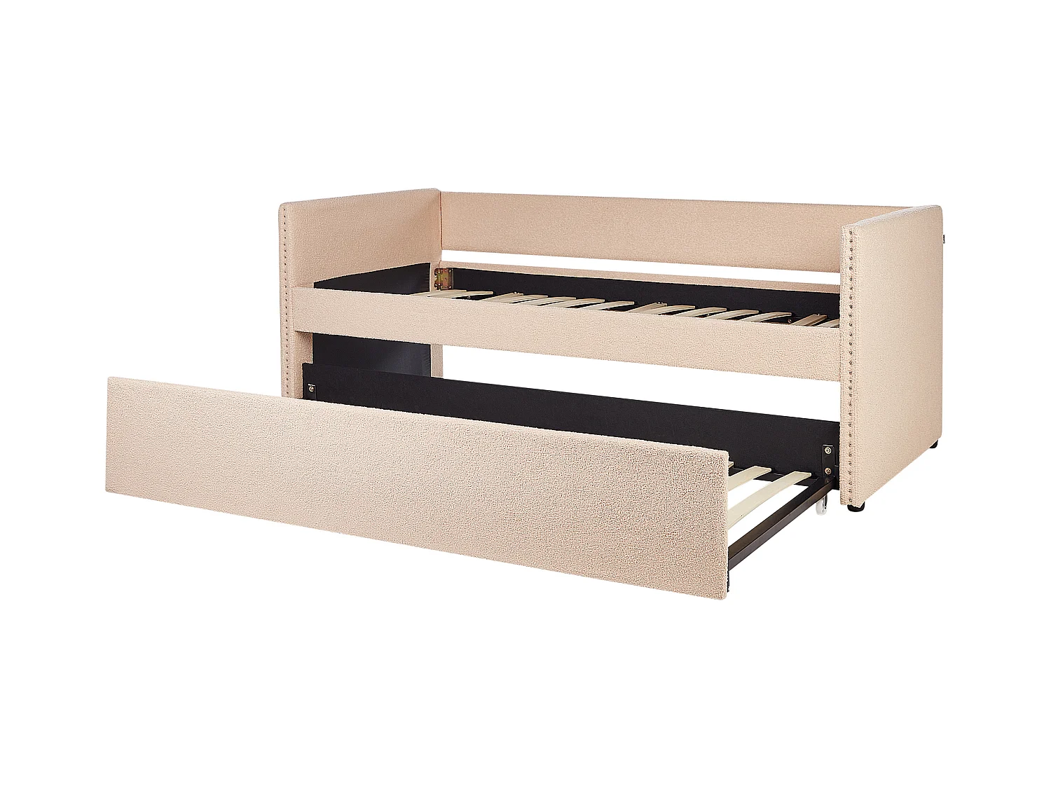 Ausziehbett Bouclé TROYES 90 x 200 cm Pfirsichrosa