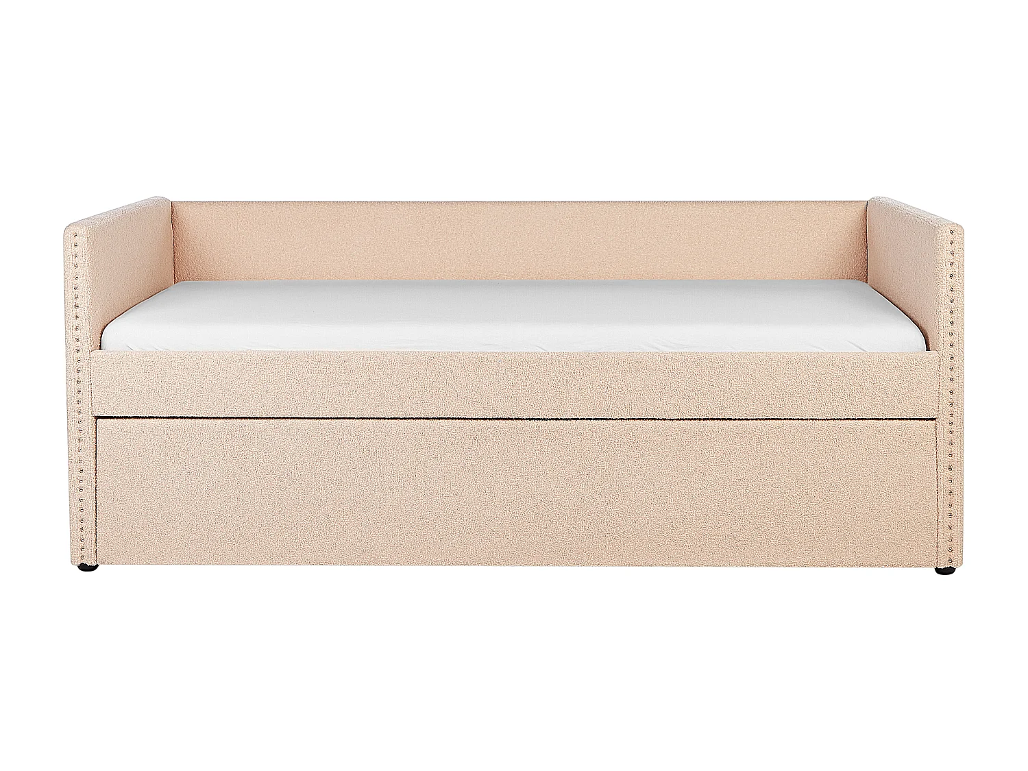 Lit gigogne Bouclé TROYES 90 x 200 cm Rose pêche