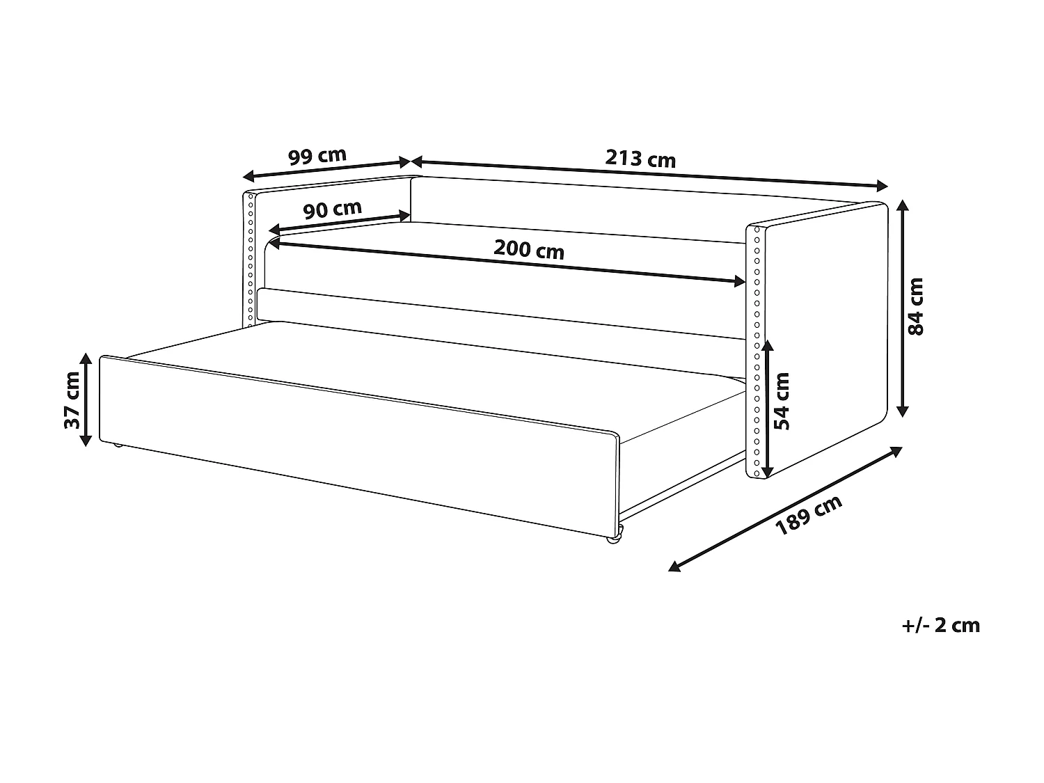 Lit gigogne Bouclé TROYES 90 x 200 cm Rose pêche
