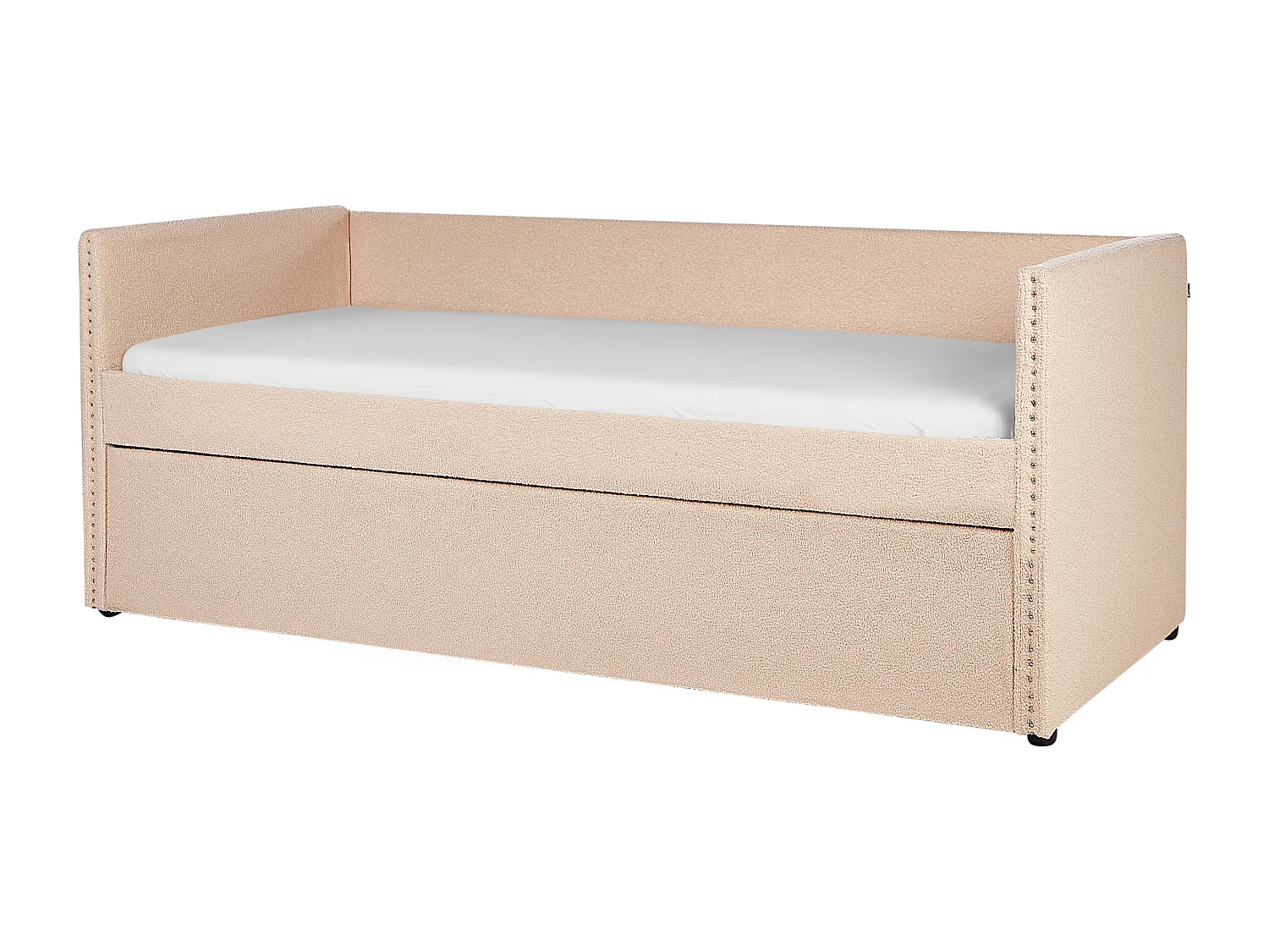 Lit gigogne Bouclé TROYES 90 x 200 cm Rose pêche