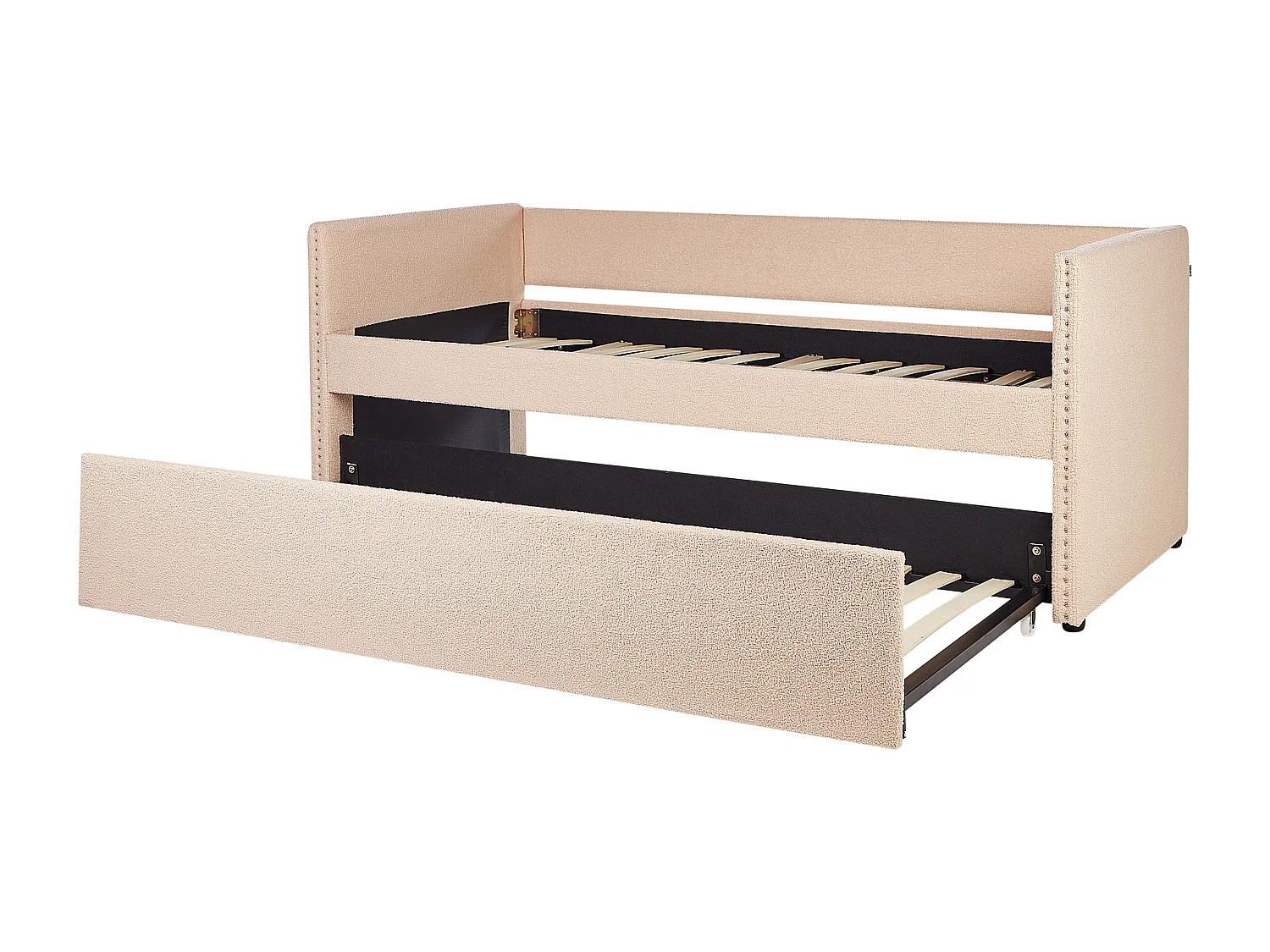 Lit gigogne Bouclé TROYES 90 x 200 cm Rose pêche