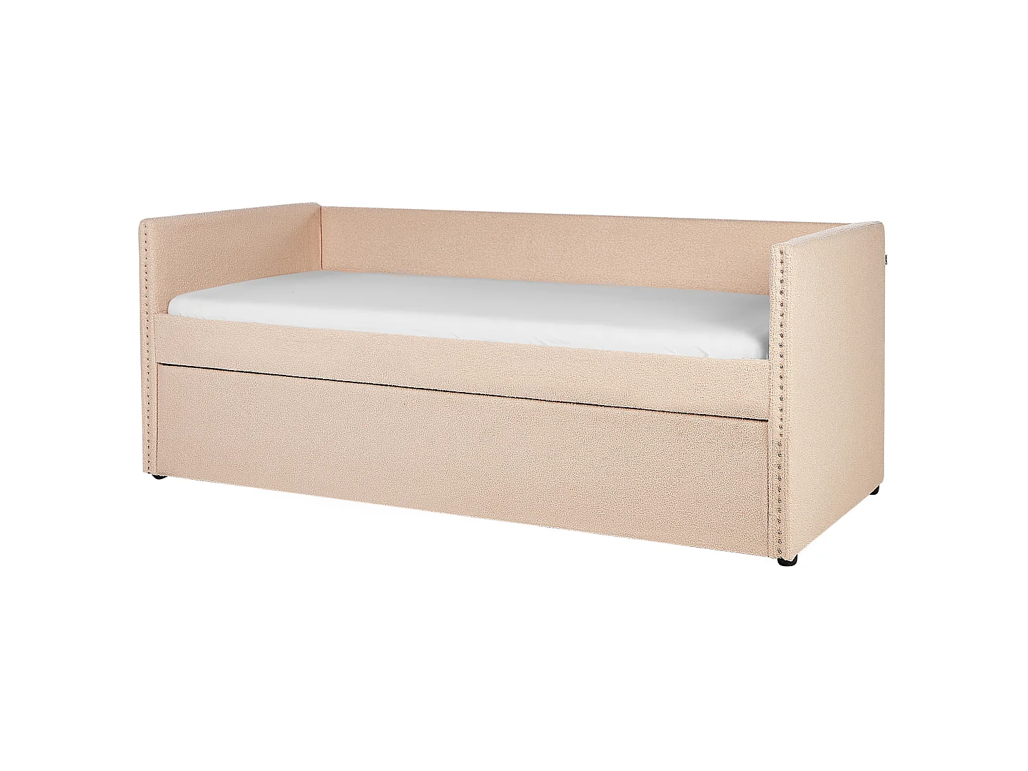 Lit gigogne Bouclé TROYES 90 x 200 cm Rose pêche