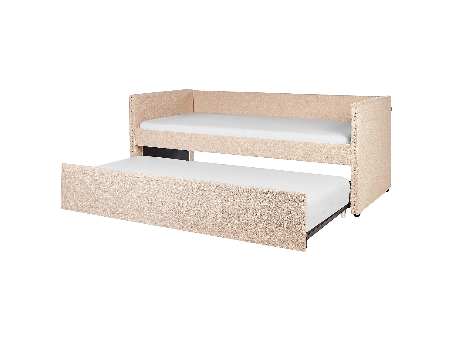 Lit gigogne Bouclé TROYES 90 x 200 cm Rose pêche