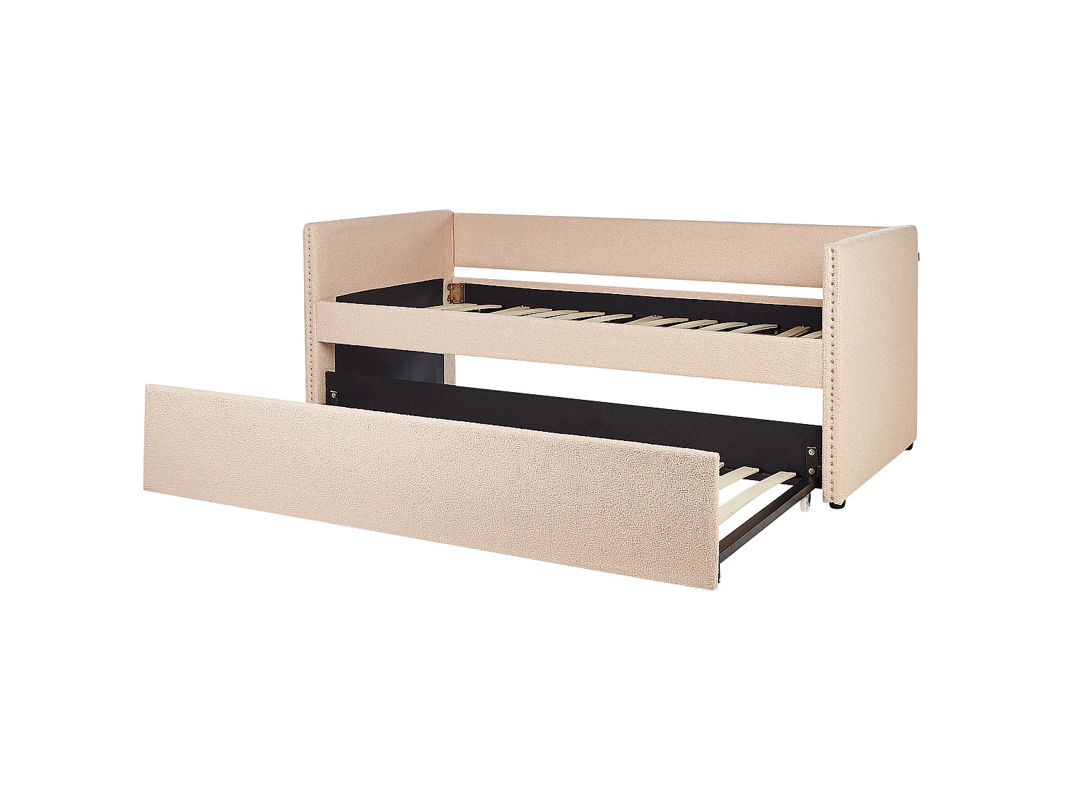Lit gigogne Bouclé TROYES 90 x 200 cm Rose pêche