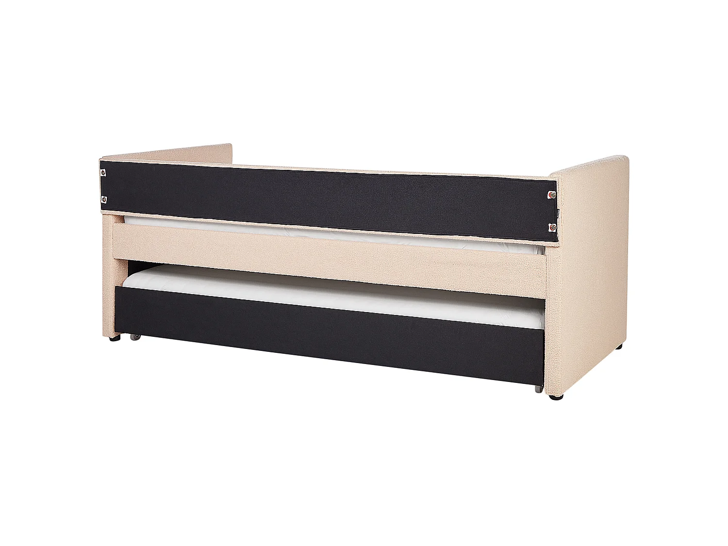 Lit gigogne Bouclé TROYES 90 x 200 cm Rose pêche