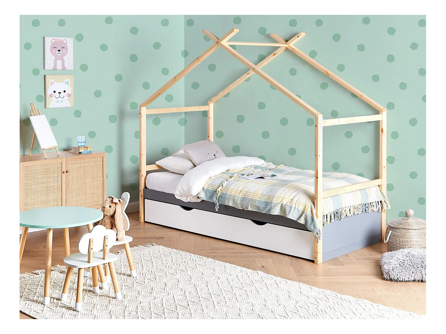 Daybed met opbergruimte hout grijs 90 x 200 cm ORGEVAL