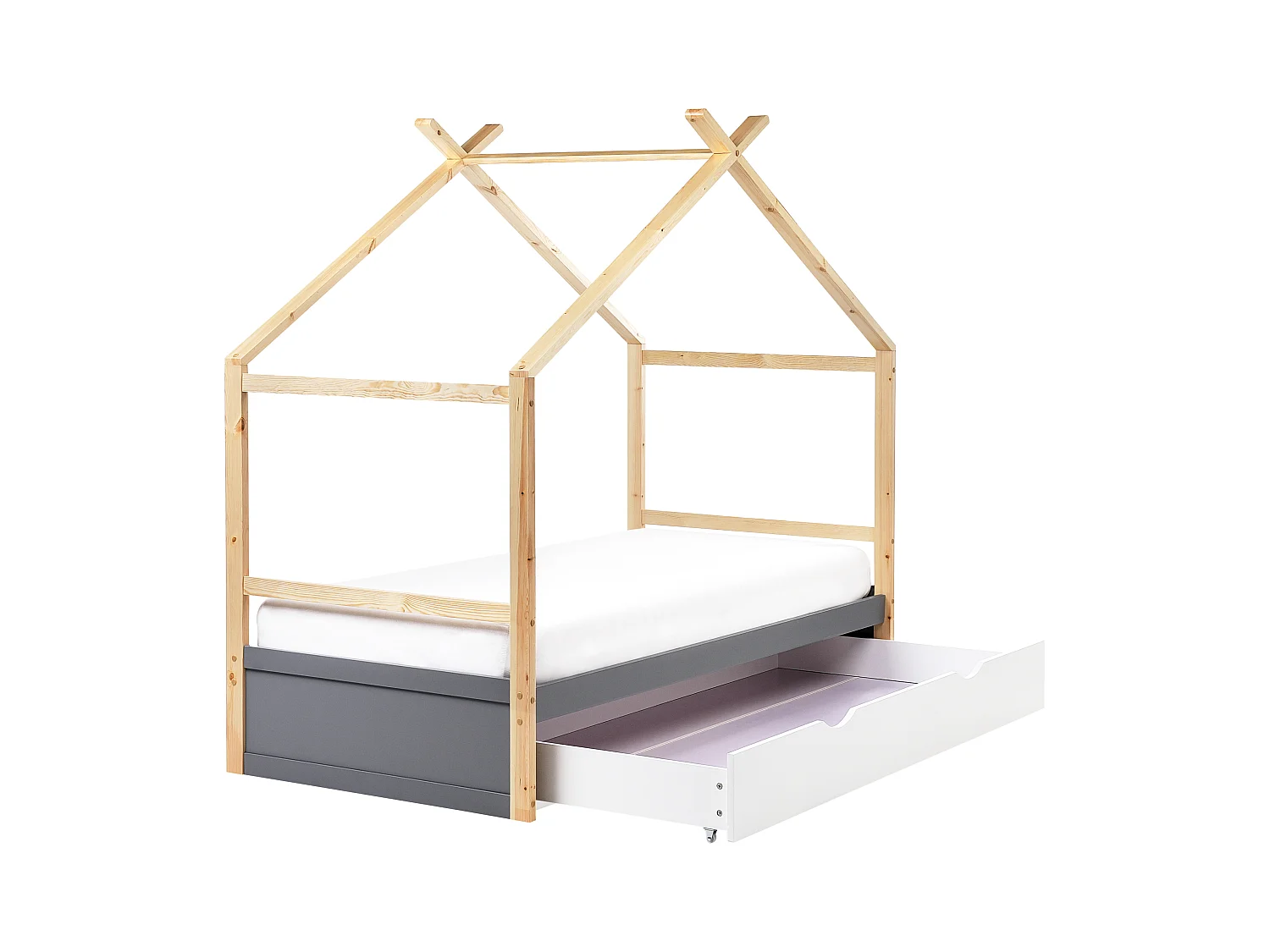 Daybed met opbergruimte hout grijs 90 x 200 cm ORGEVAL