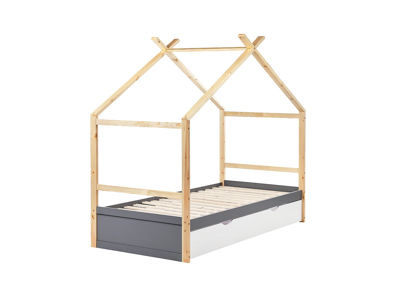 Daybed met opbergruimte hout grijs 90 x 200 cm ORGEVAL