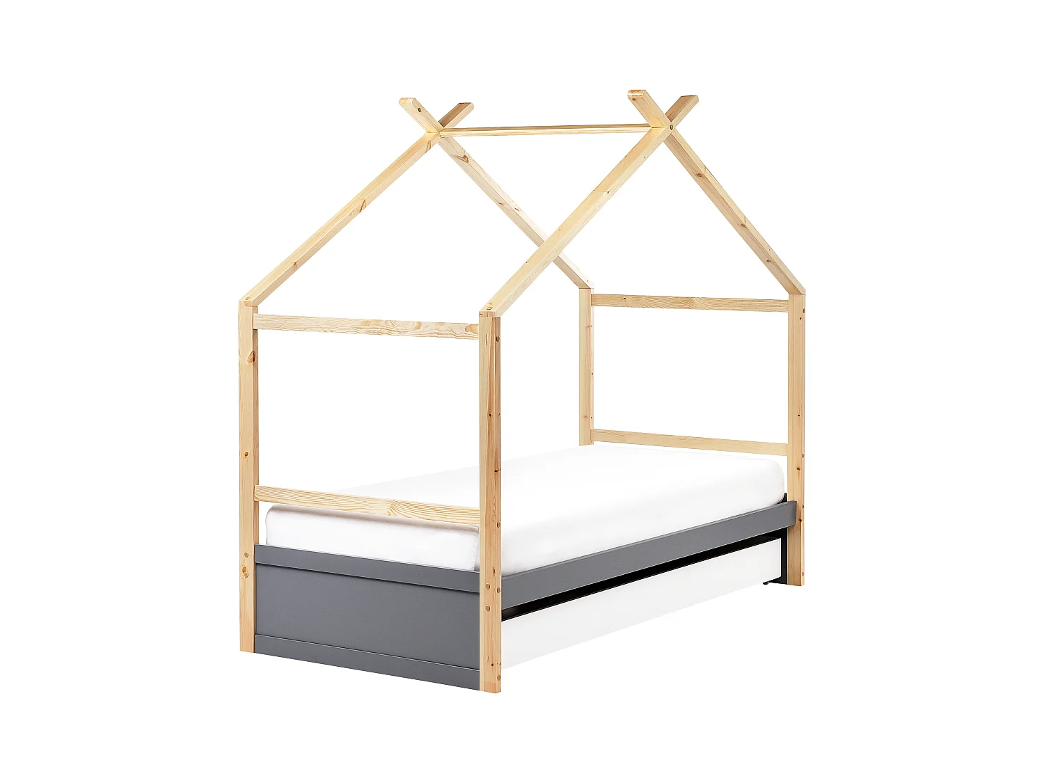 Daybed met opbergruimte hout grijs 90 x 200 cm ORGEVAL