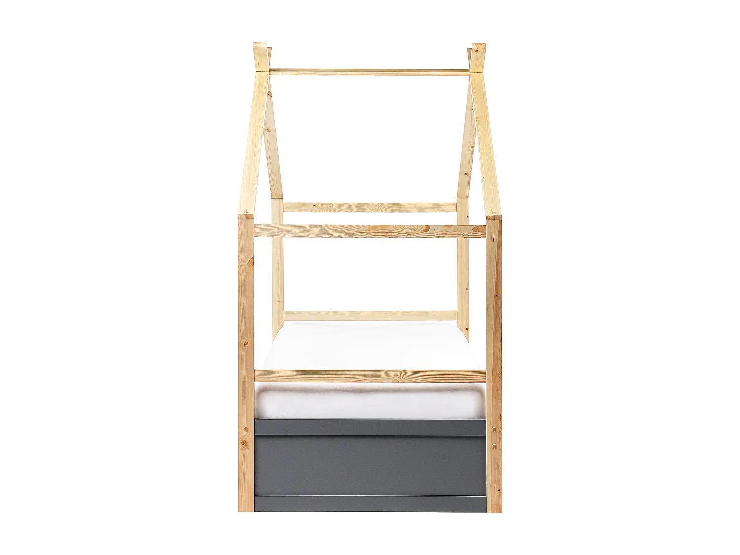 Lit d'enfant Maison Bois de pin ORGEVAL 90 x 200 cm avec rangement Gris