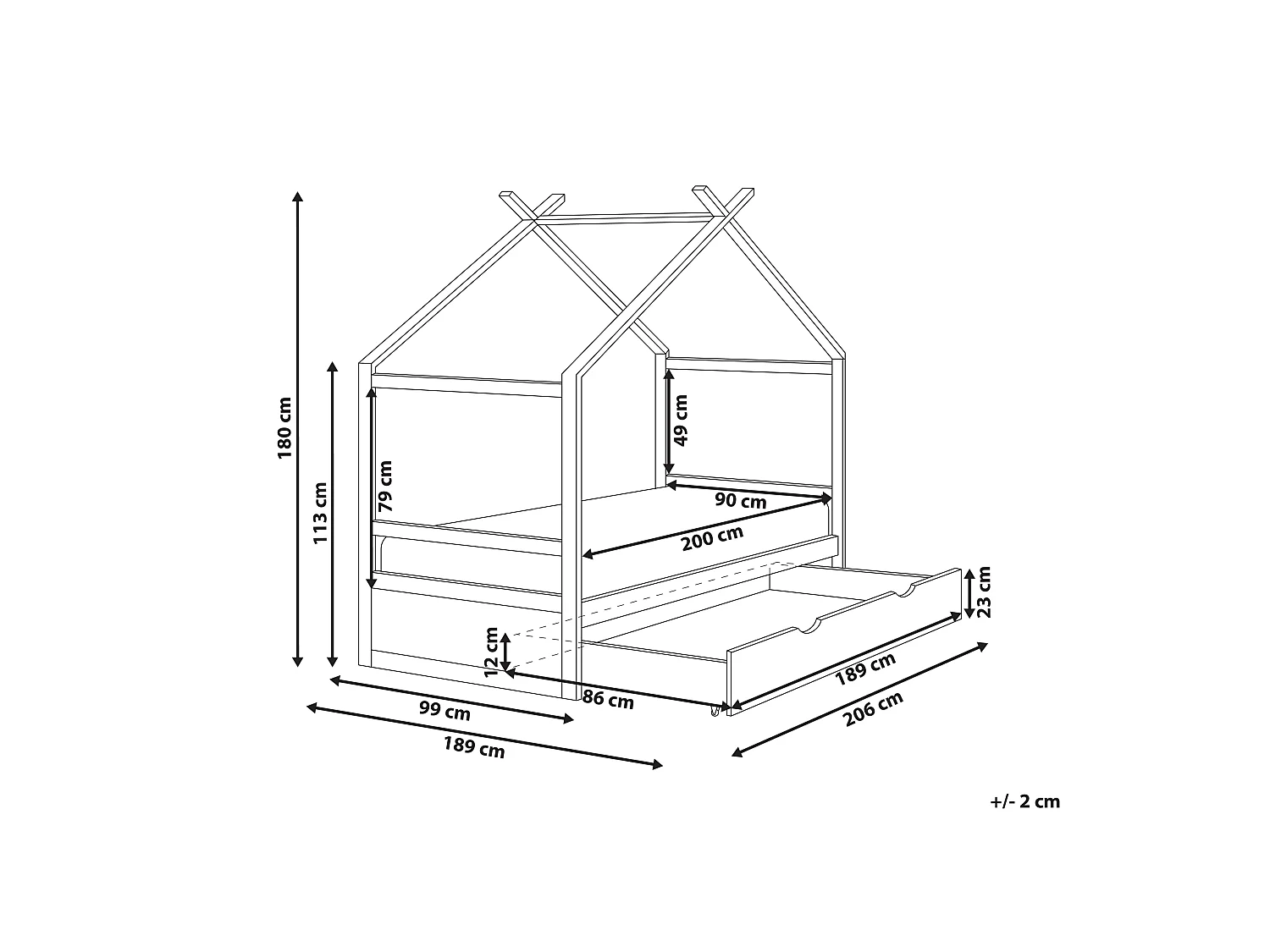 Letto per bambini con cassetti legno grigio 90 x 200 cm ORGEVAL