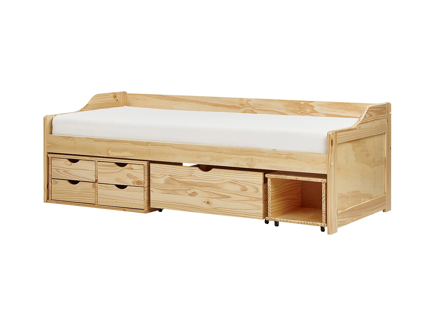 Lit de jour avec rangement Bois de pin ROYVILLE 90 x 200 cm Marron clair