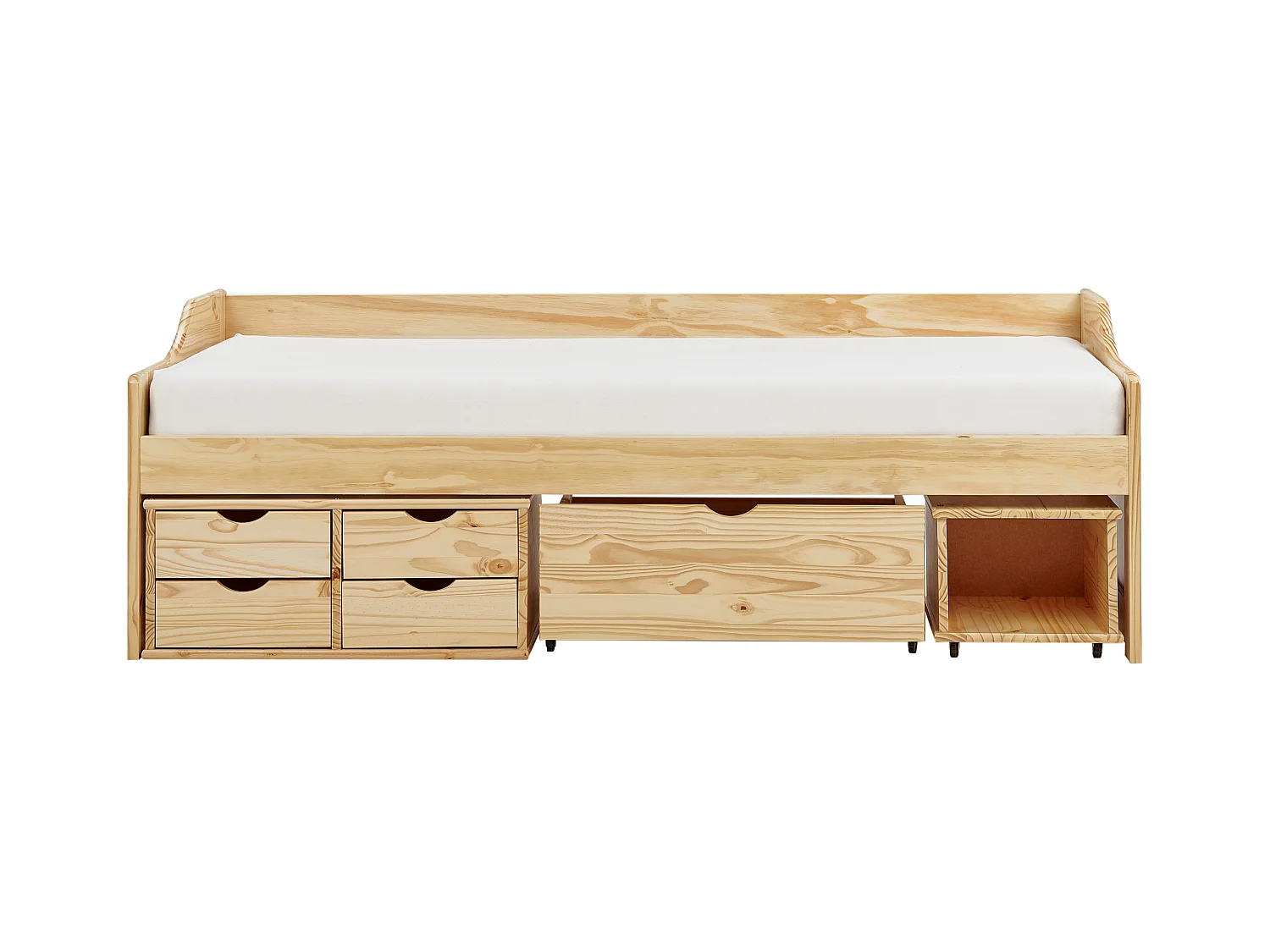 Lit de jour avec rangement Bois de pin ROYVILLE 90 x 200 cm Marron clair