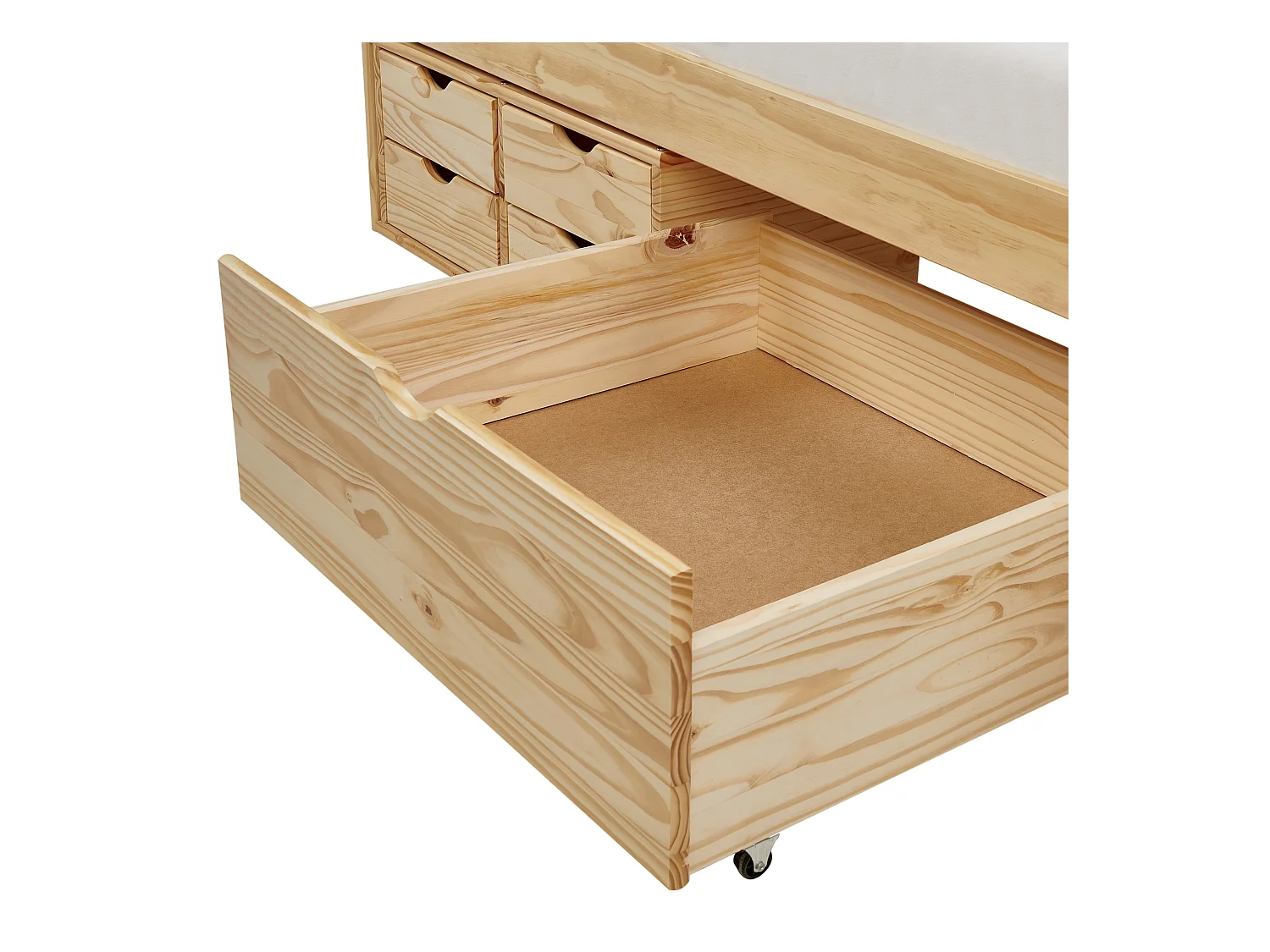 Cama con almacenaje Madera de pino ROYVILLE 90 x 200 cm Marrón claro