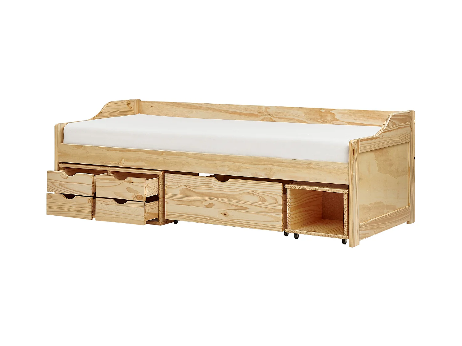 Cama con almacenaje Madera de pino ROYVILLE 90 x 200 cm Marrón claro