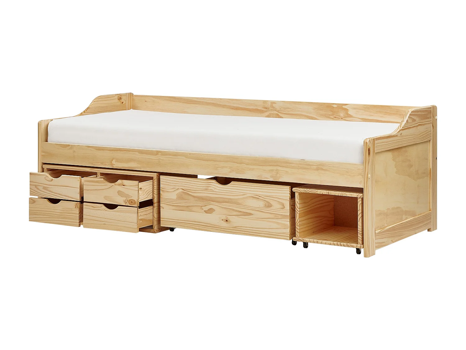 Lit de jour avec rangement Bois de pin ROYVILLE 90 x 200 cm Marron clair