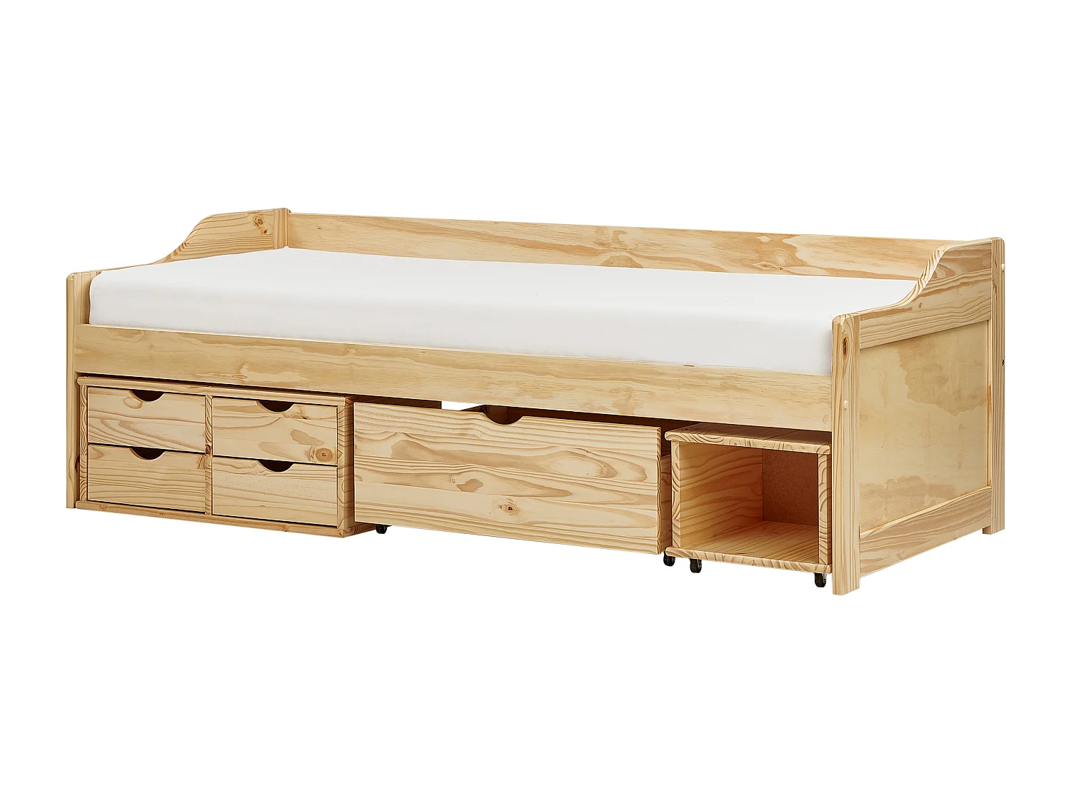 Lit de jour avec rangement Bois de pin ROYVILLE 90 x 200 cm Marron clair