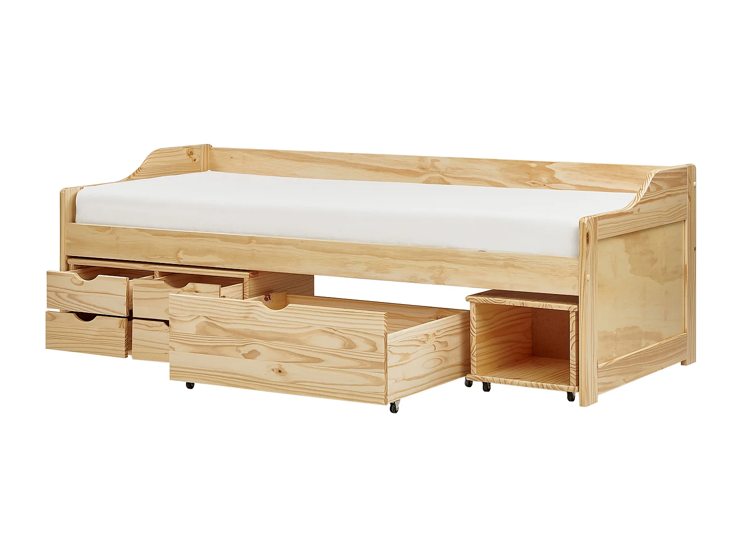 Lit de jour avec rangement Bois de pin ROYVILLE 90 x 200 cm Marron clair