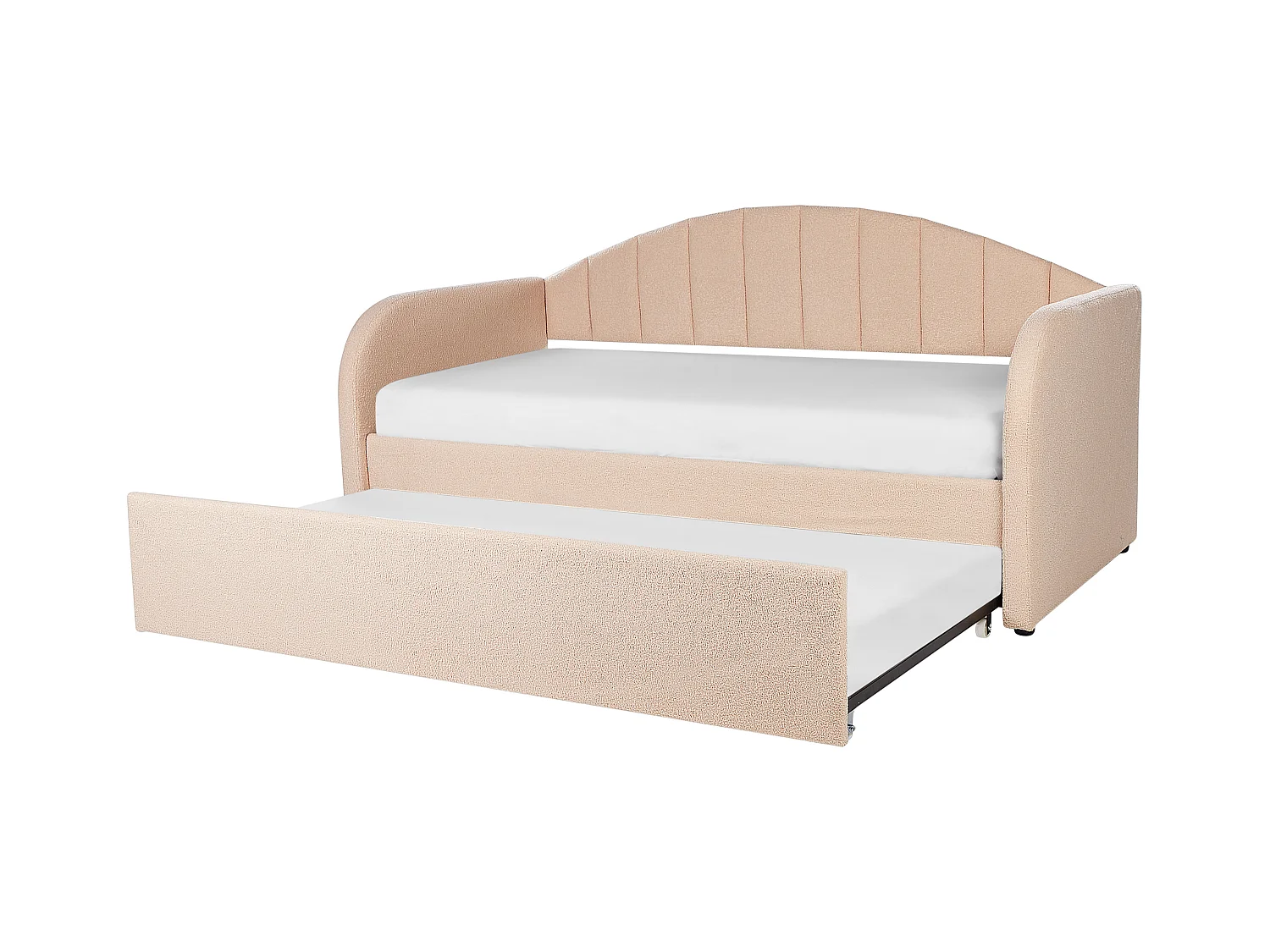 Lit gigogne Bouclé EYBURIE 90 x 200 cm Rose pêche