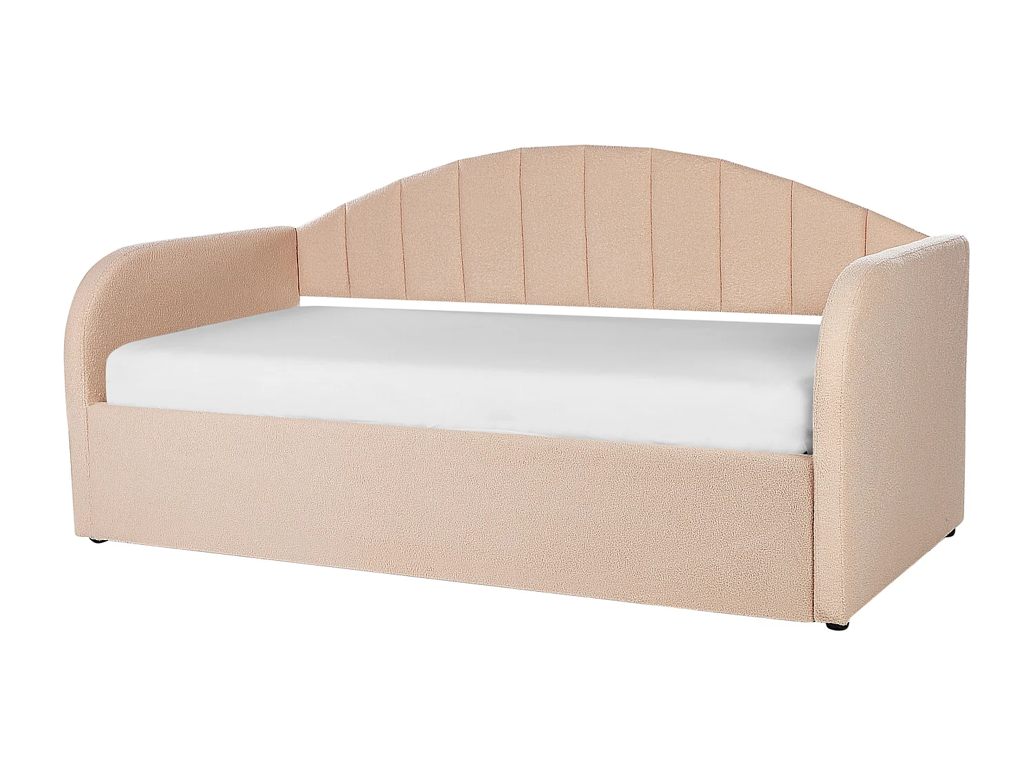 Lit gigogne Bouclé EYBURIE 90 x 200 cm Rose pêche