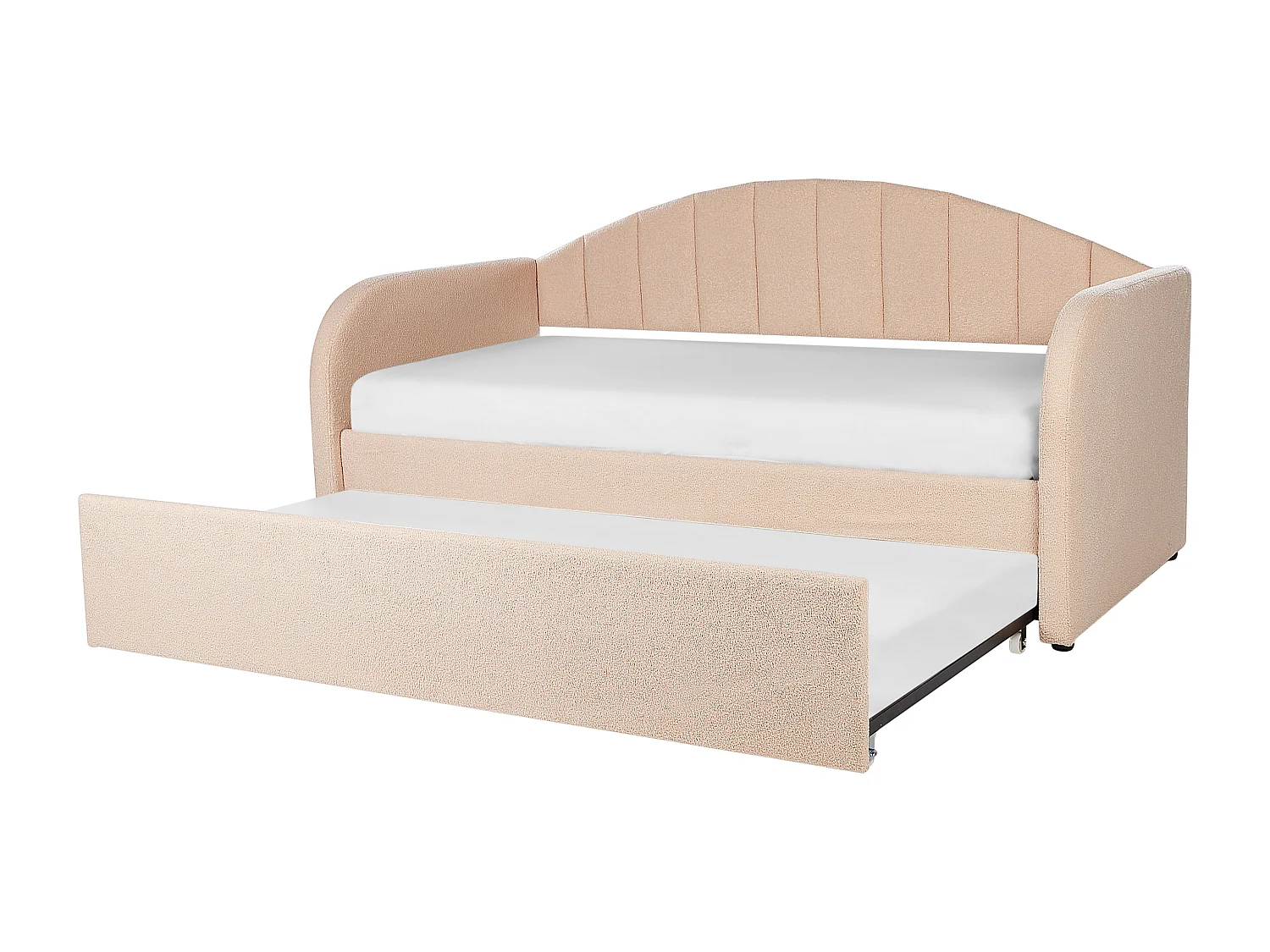 Lit gigogne Bouclé EYBURIE 90 x 200 cm Rose pêche