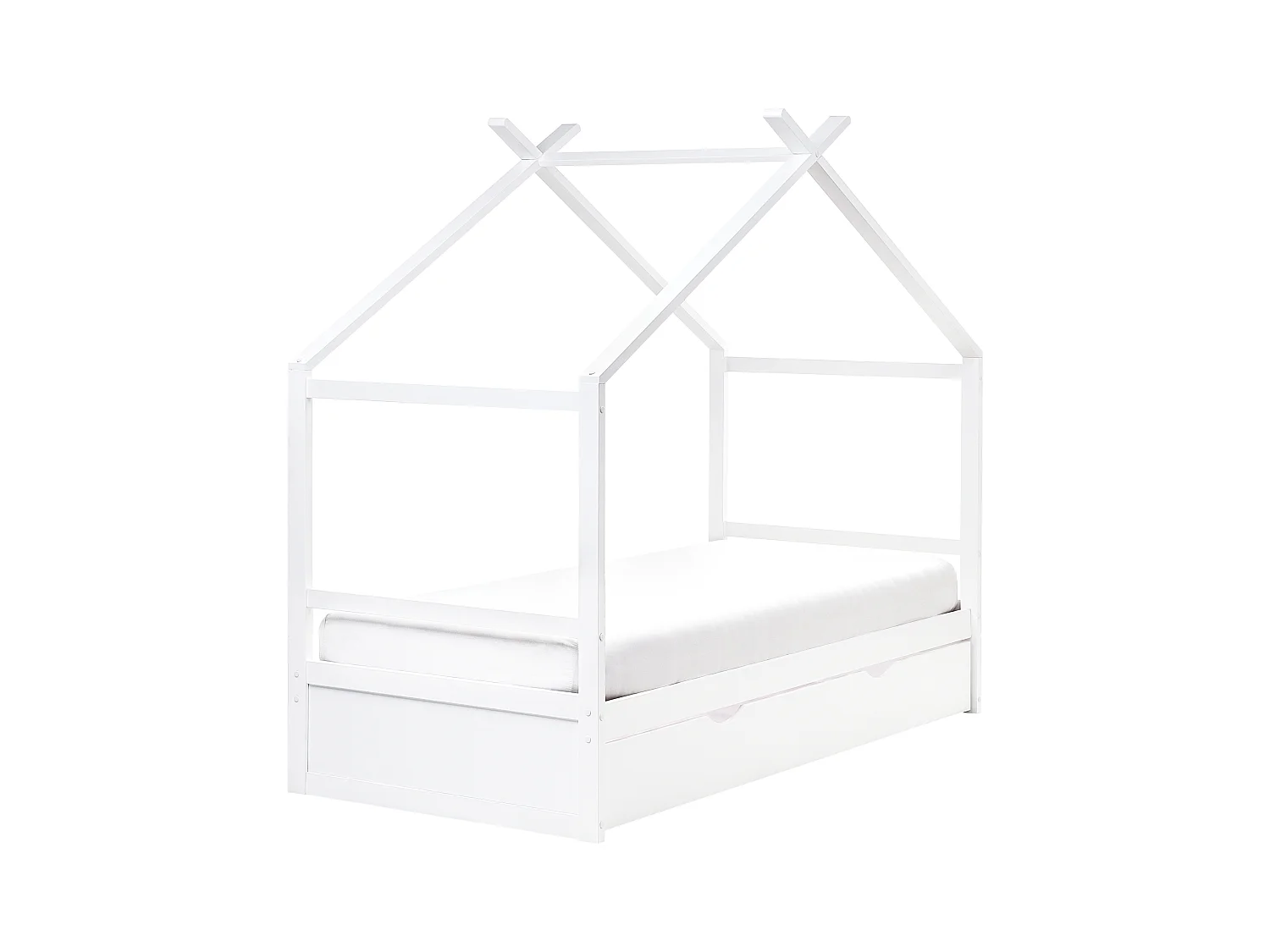 Lit d'enfant Maison Bois de pin ORGEVAL 90 x 200 cm avec rangement Blanc