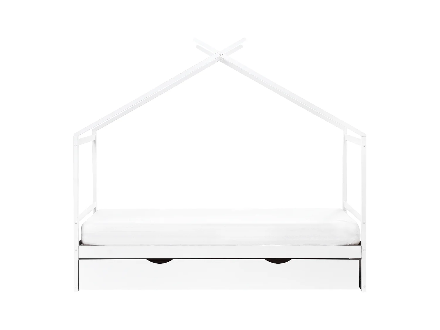 Lit d'enfant Maison Bois de pin ORGEVAL 90 x 200 cm avec rangement Blanc