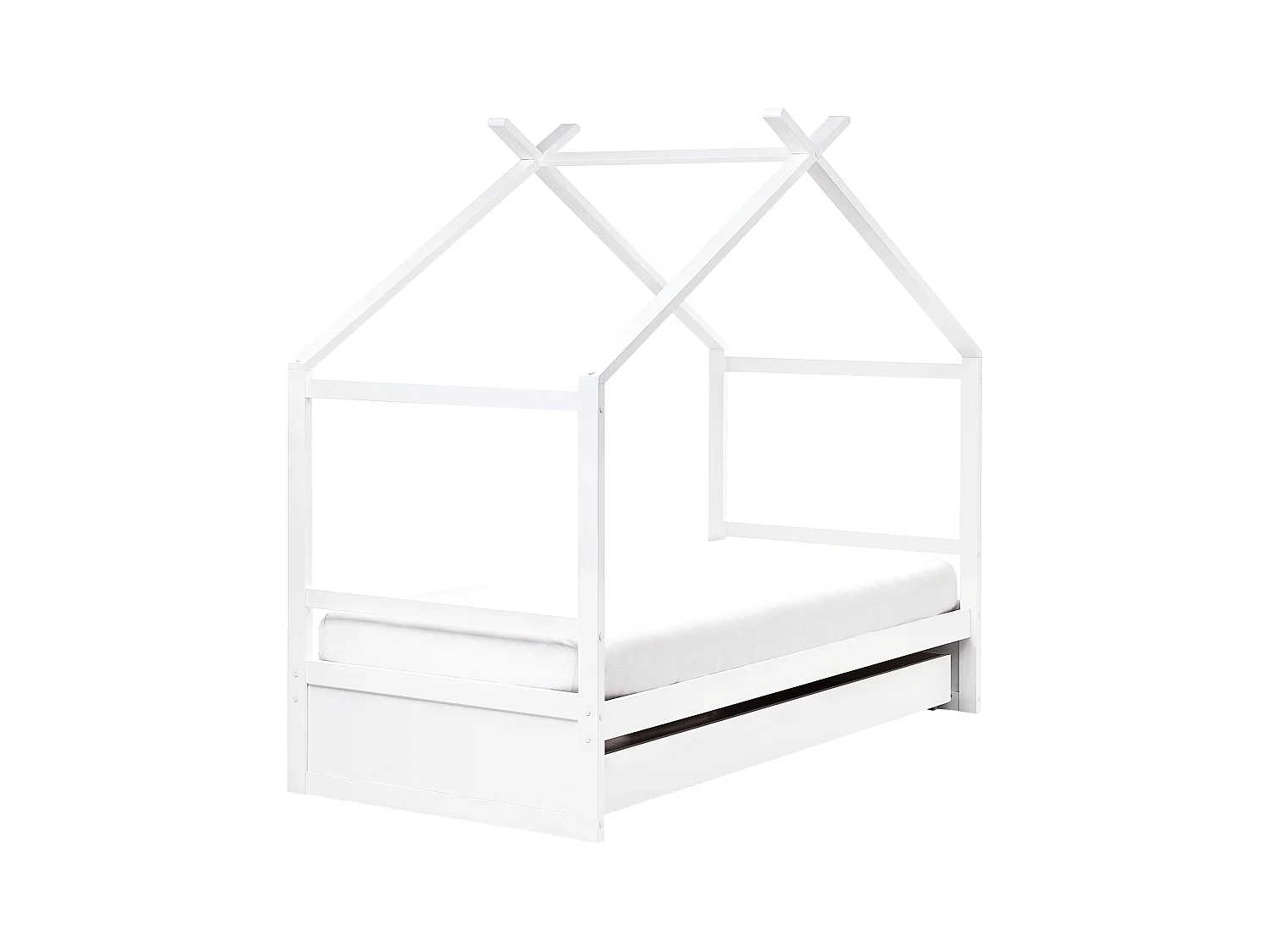 Lit d'enfant Maison Bois de pin ORGEVAL 90 x 200 cm avec rangement Blanc