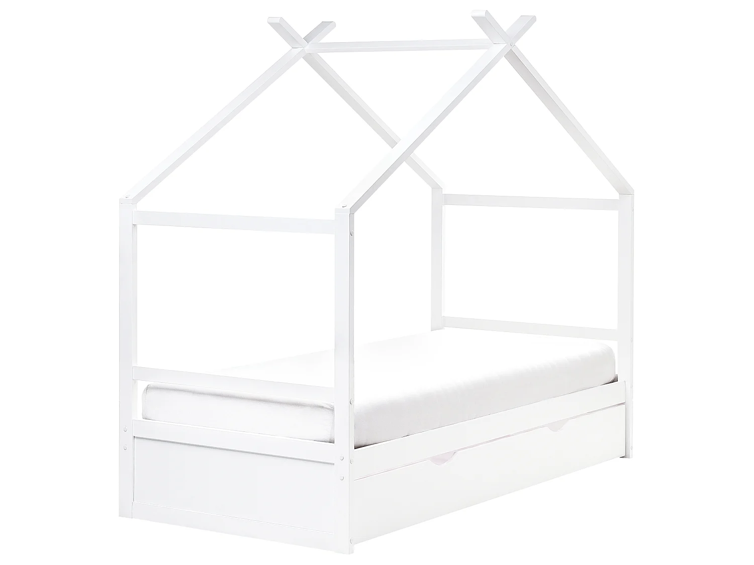 Kids Bed House Pine Wood ORGEVAL 90 x 200 cm (EU Single) with Storage White