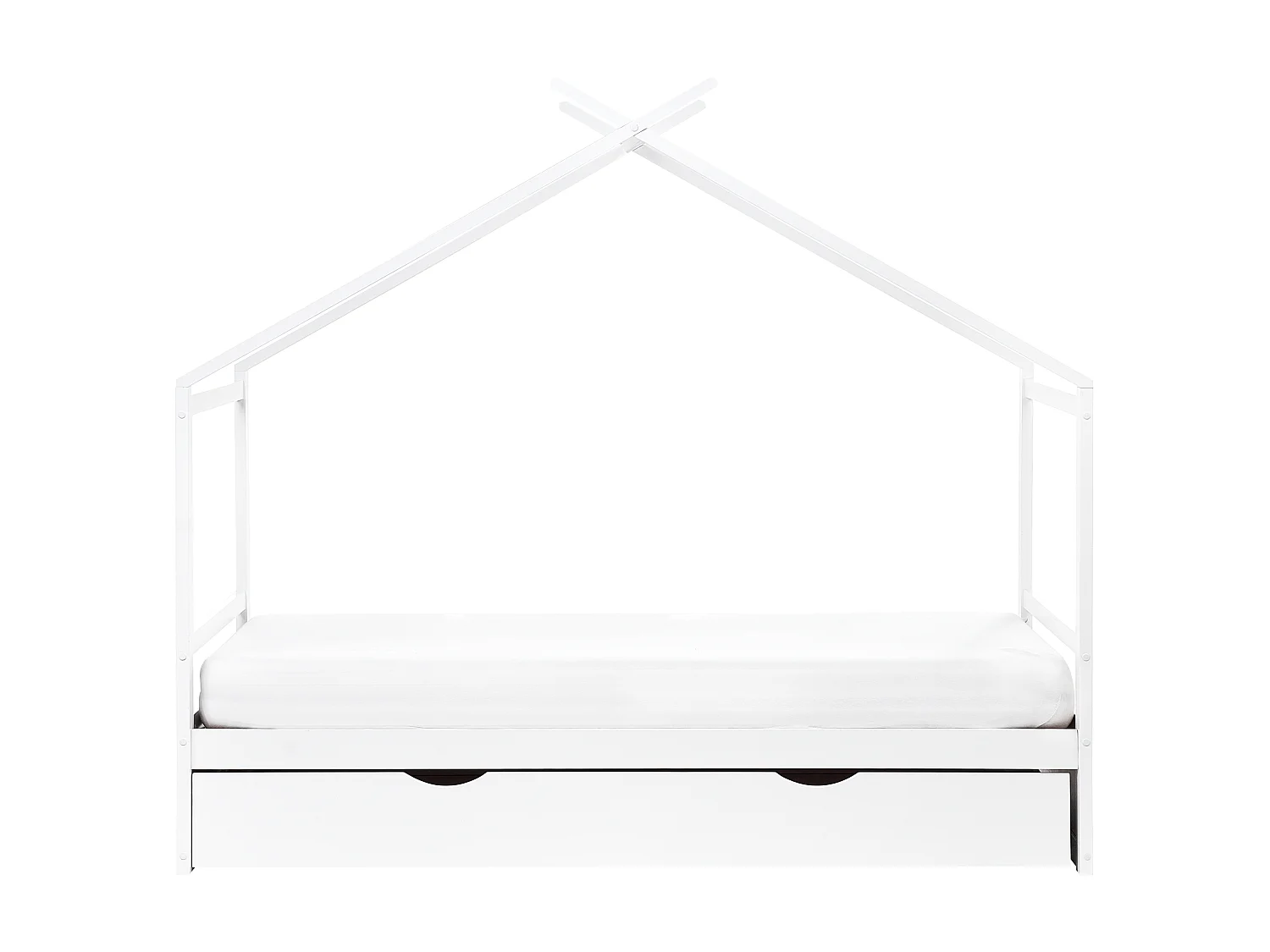 Kids Bed House Pine Wood ORGEVAL 90 x 200 cm (EU Single) with Storage White