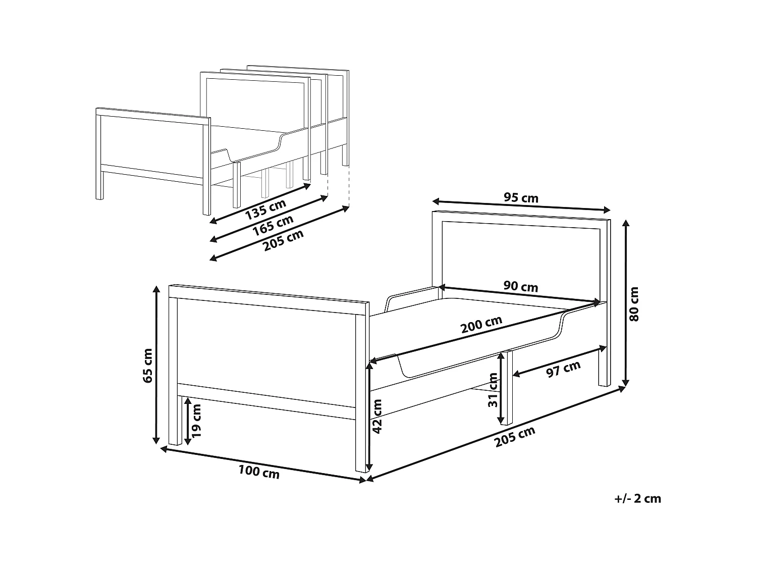 Letto singolo estraibile legno bianco 90 x 200 cm MONTIGNY