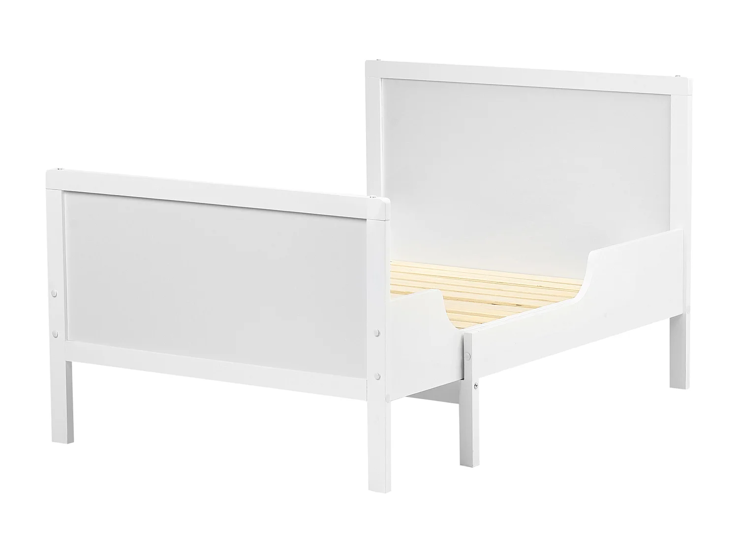 Mitwachsendes Kinderbett Kiefernholz weiss Lattenrost 90 x 200 cm MONTIGNY