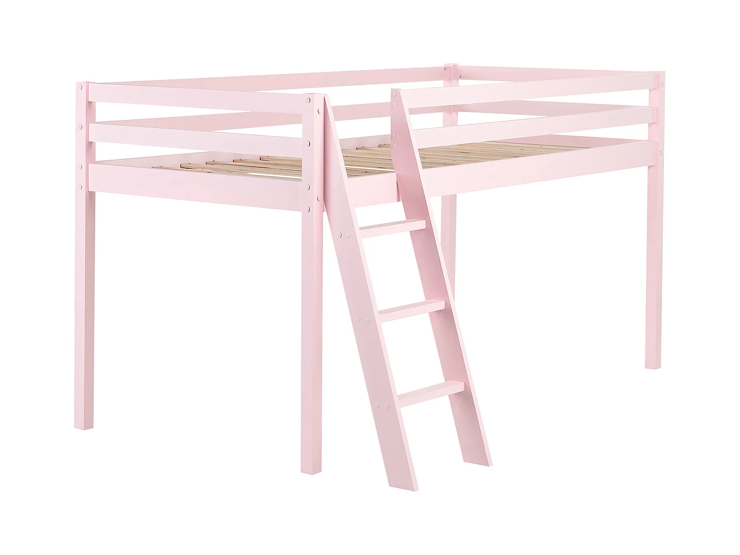 Łóżko na antresoli Drewno sosnowe ASCOUX 90 x 200 cm Różowy