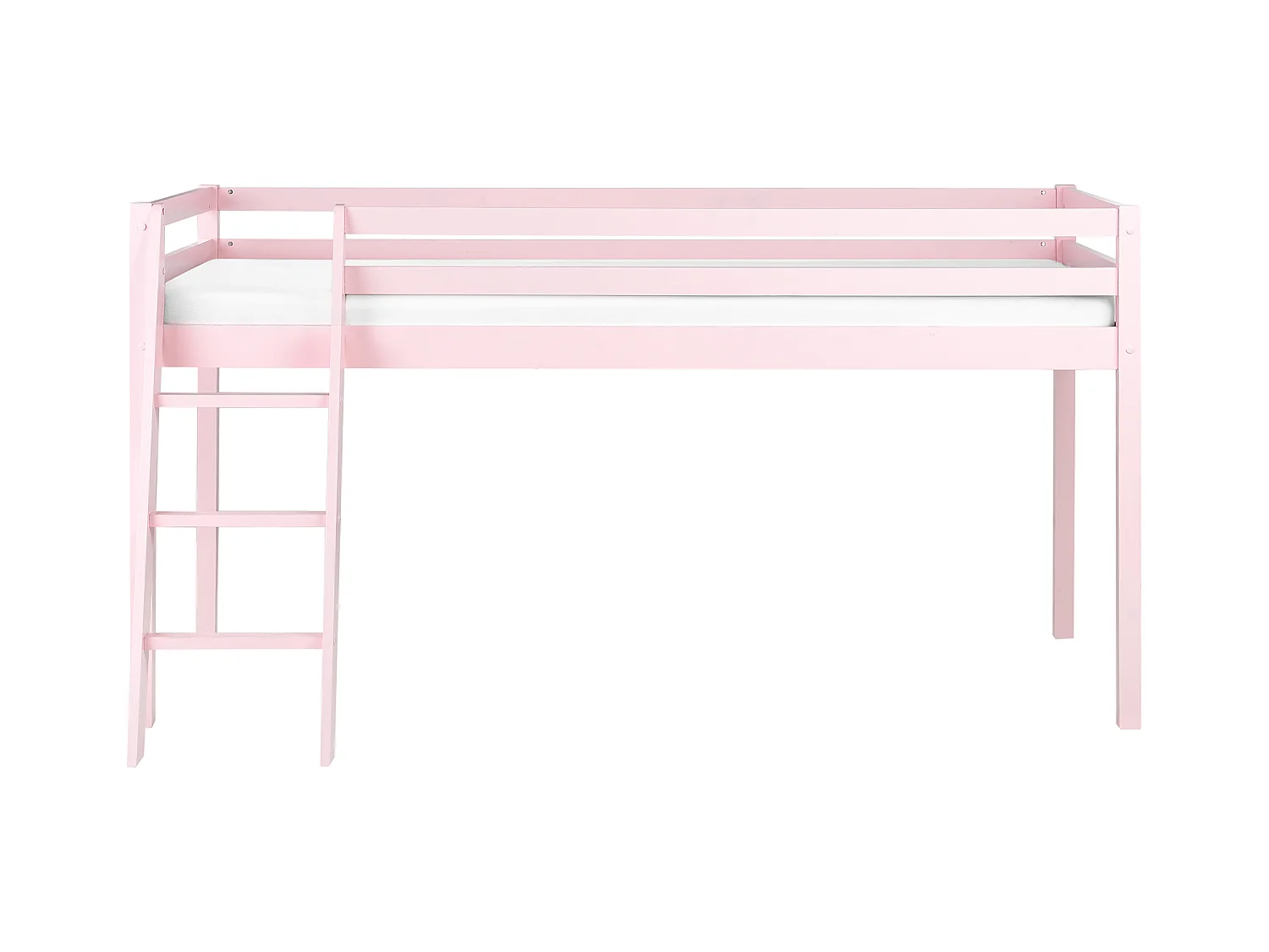 Łóżko na antresoli Drewno sosnowe ASCOUX 90 x 200 cm Różowy