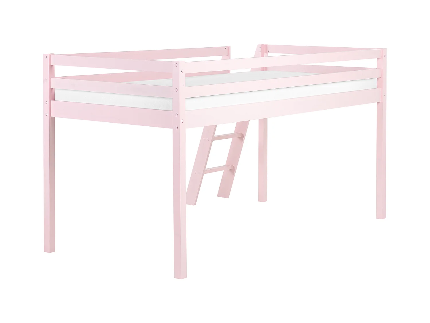 Łóżko na antresoli Drewno sosnowe ASCOUX 90 x 200 cm Różowy