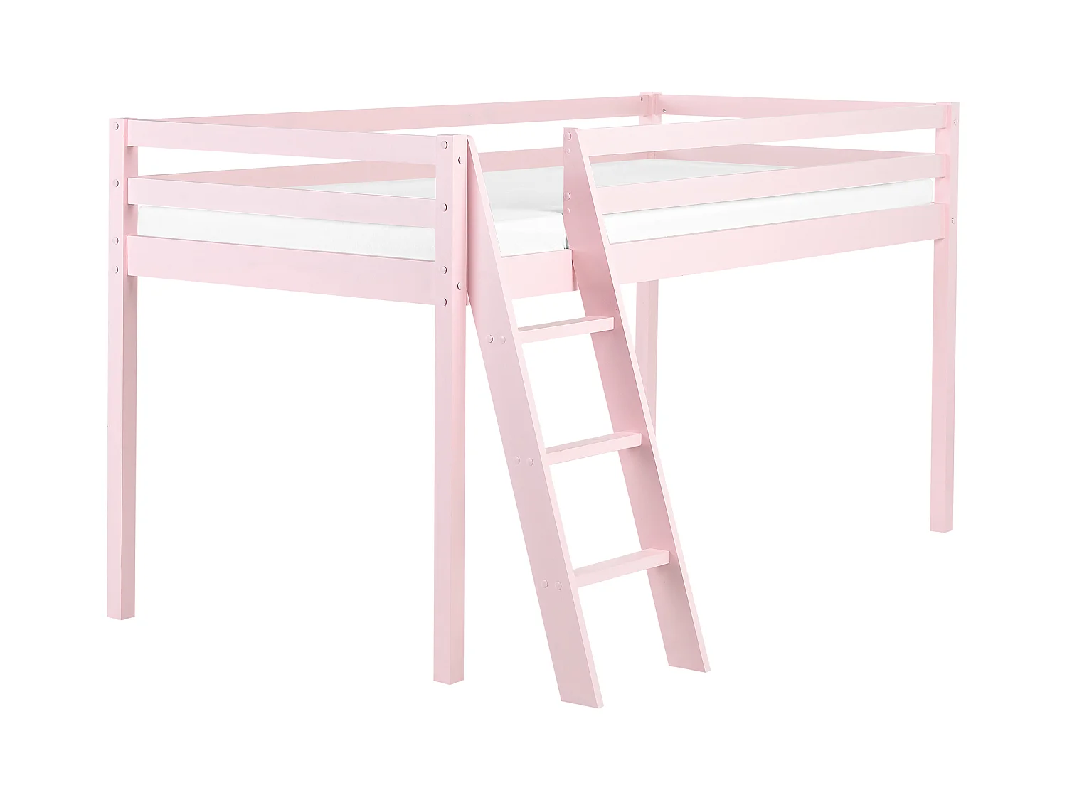 Lit à mit-hauteur Bois de pin ASCOUX 90 x 200 cm Rose