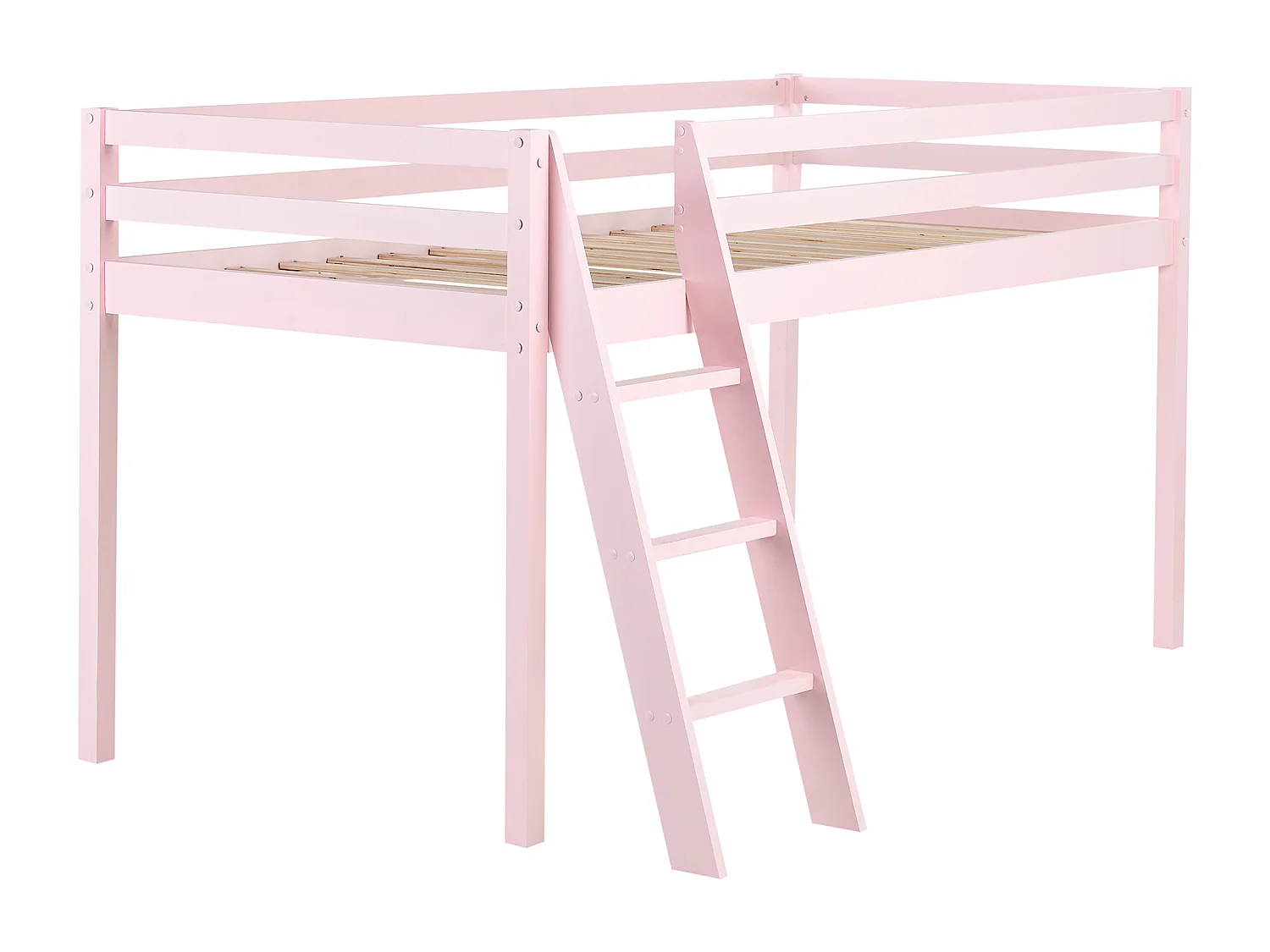 Halbhochbett Kiefernholz ASCOUX 90 x 200 cm Rosa