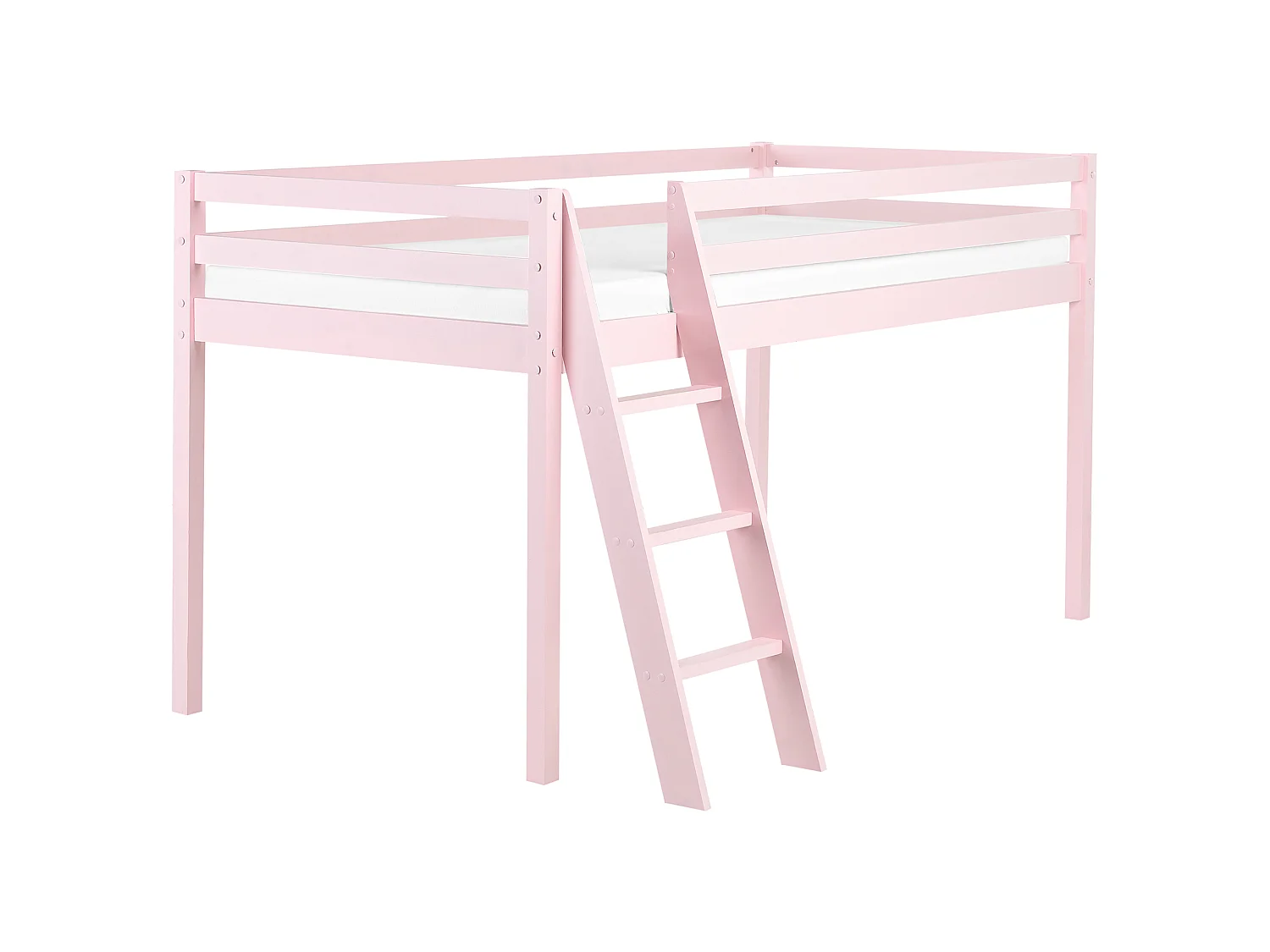 Lit à mit-hauteur Bois de pin ASCOUX 90 x 200 cm Rose