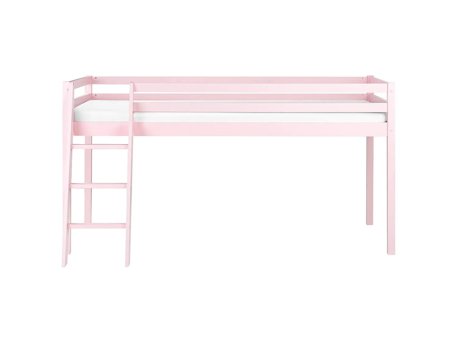 Lit à mit-hauteur Bois de pin ASCOUX 90 x 200 cm Rose