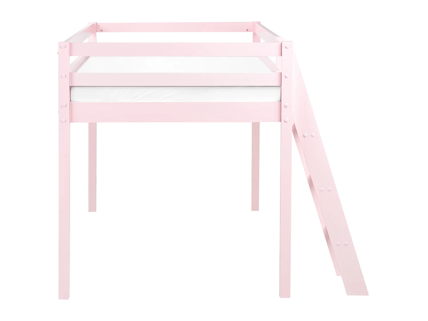 Lit à mit-hauteur Bois de pin ASCOUX 90 x 200 cm Rose