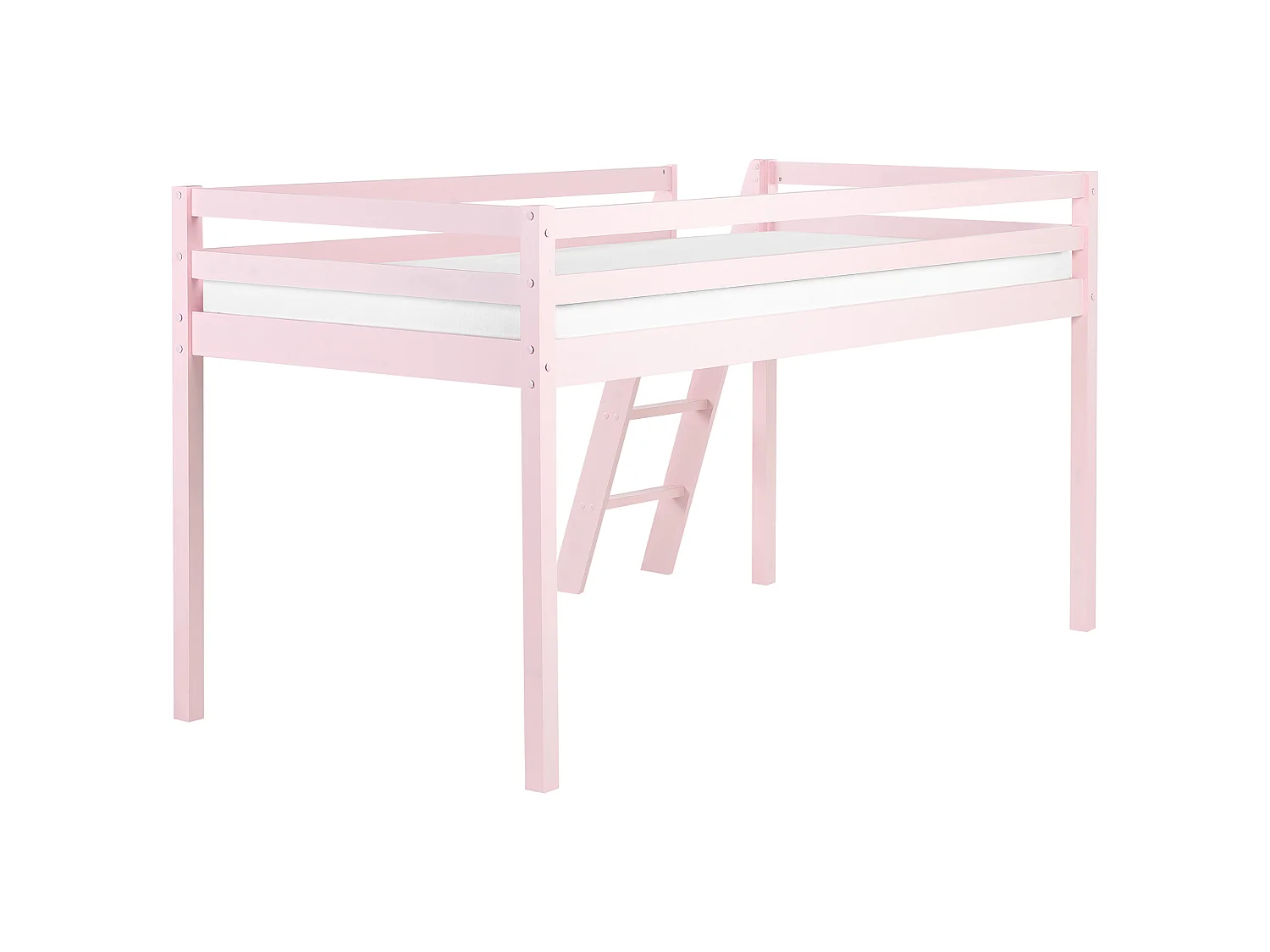 Lit à mit-hauteur Bois de pin ASCOUX 90 x 200 cm Rose