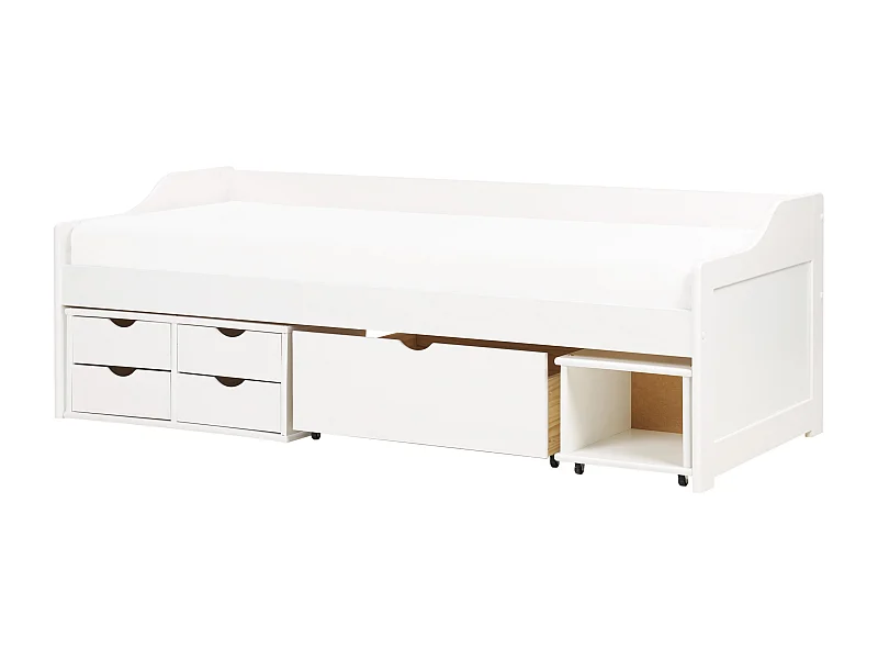 Lit de jour avec rangement Bois de pin ROYVILLE 90 x 200 cm Blanc